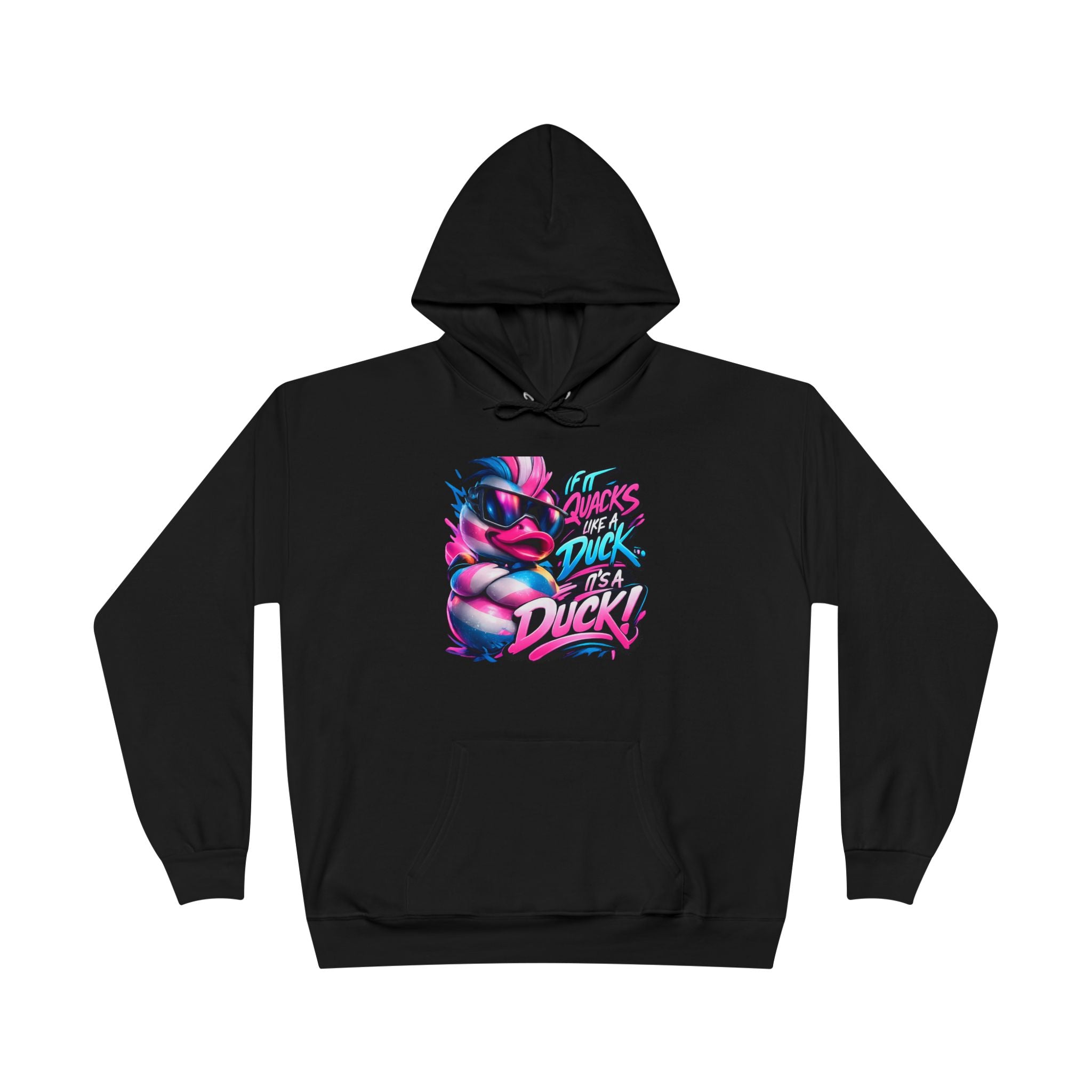 Graphic Hoodie — Retro Neon 'Duck' Skate Style Pullover