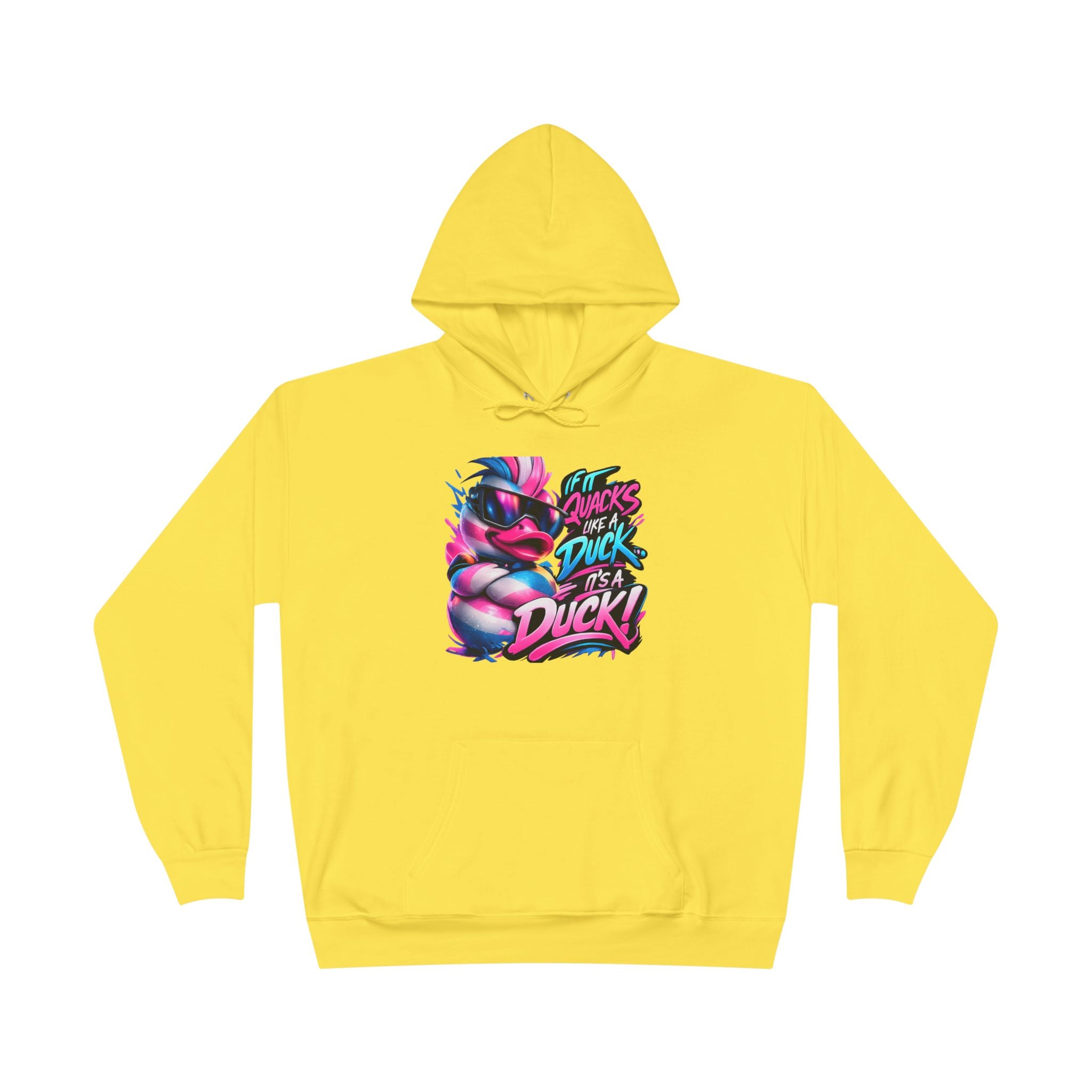 Graphic Hoodie — Retro Neon 'Duck' Skate Style Pullover