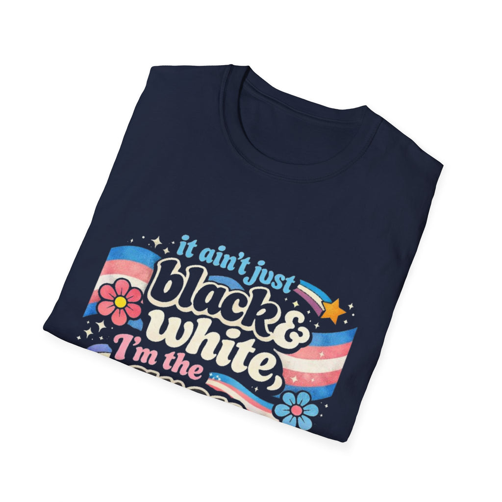 Grey Area Pride T-Shirt — "It Ain't Just Black & White, I'm the Grey Area" Bisexual/Fluid Flag Tee