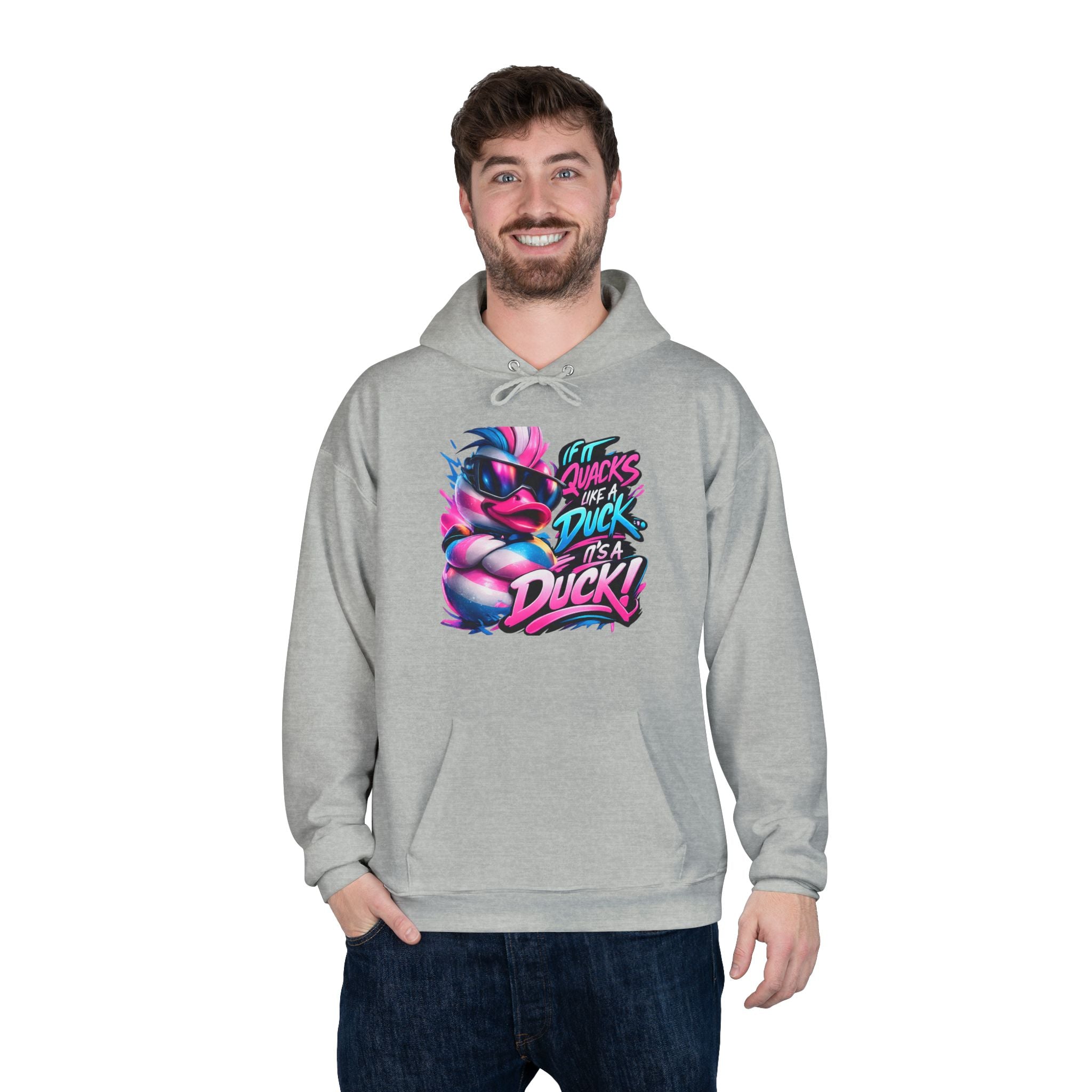 Graphic Hoodie — Retro Neon 'Duck' Skate Style Pullover