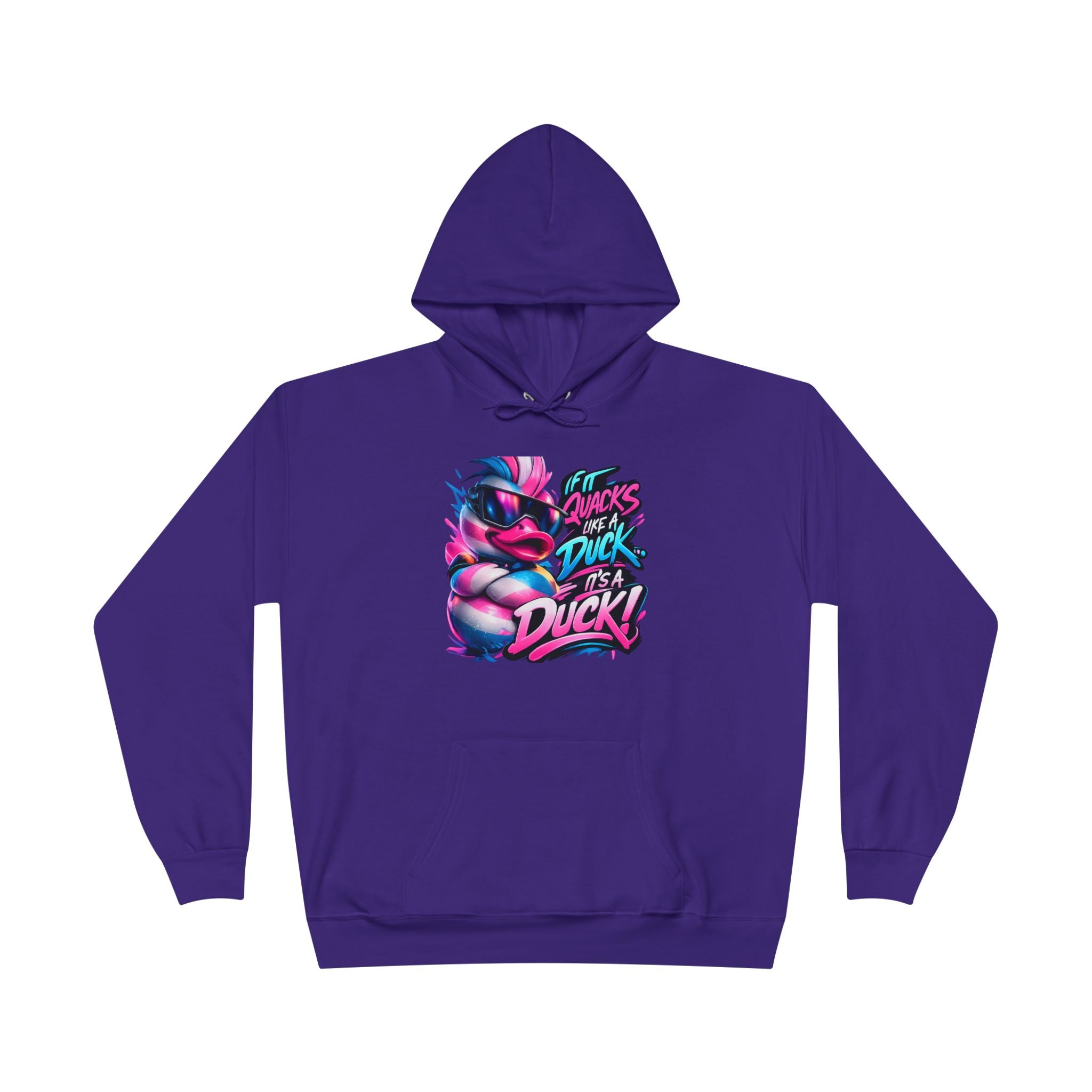 Graphic Hoodie — Retro Neon 'Duck' Skate Style Pullover