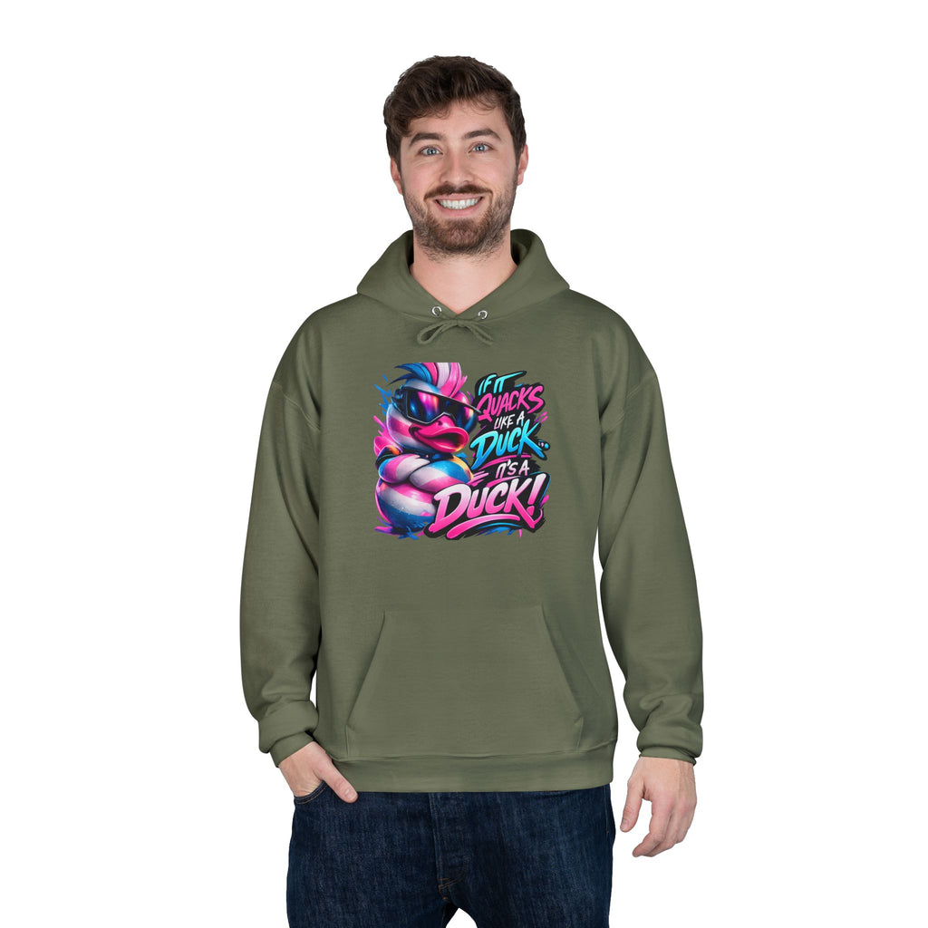 Graphic Hoodie — Retro Neon 'Duck' Skate Style Pullover
