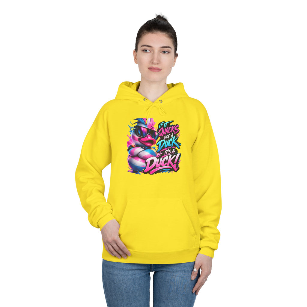 Graphic Hoodie — Retro Neon 'Duck' Skate Style Pullover