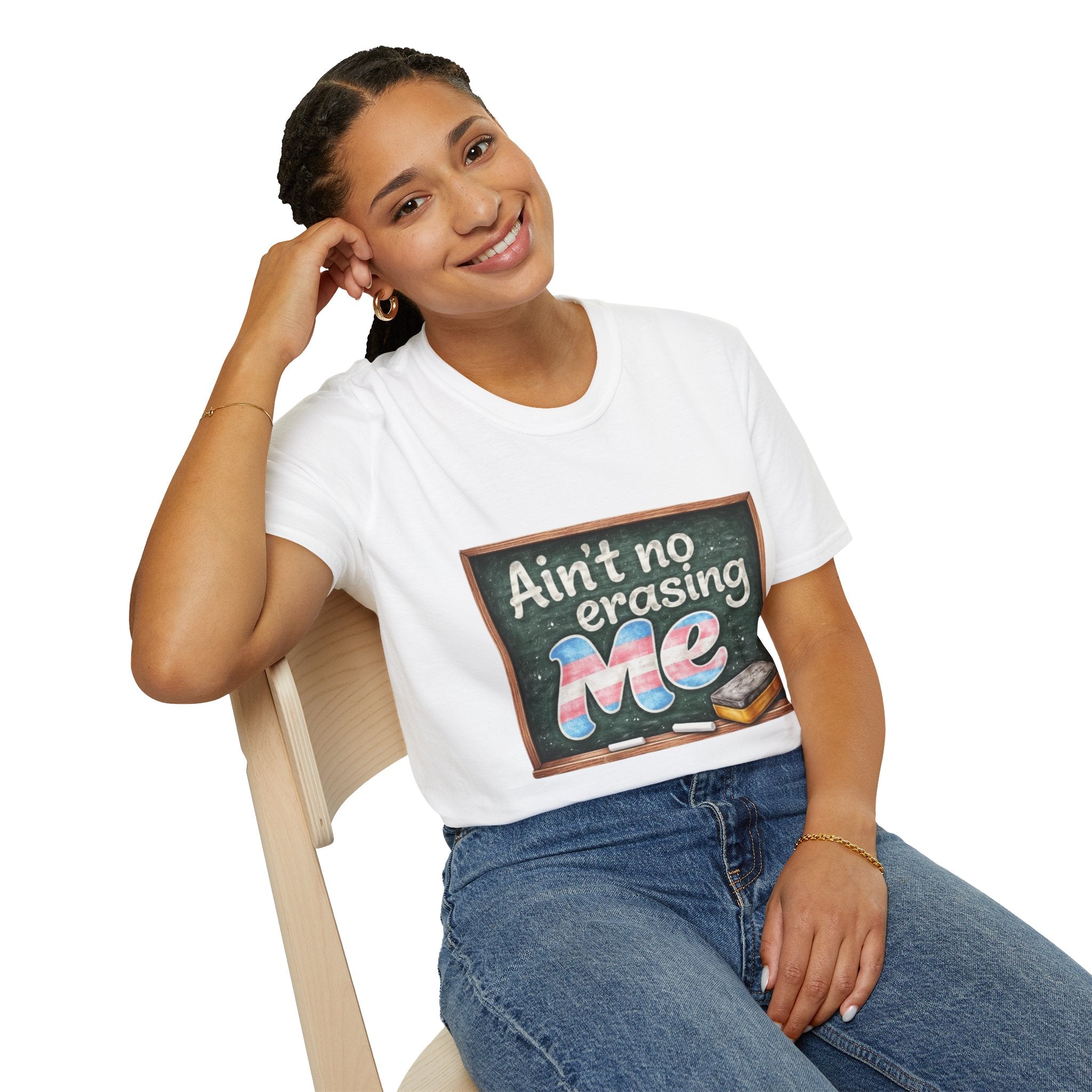 Ain't No Erasing Me Chalkboard T-Shirt — Funny Teacher Pride Tee