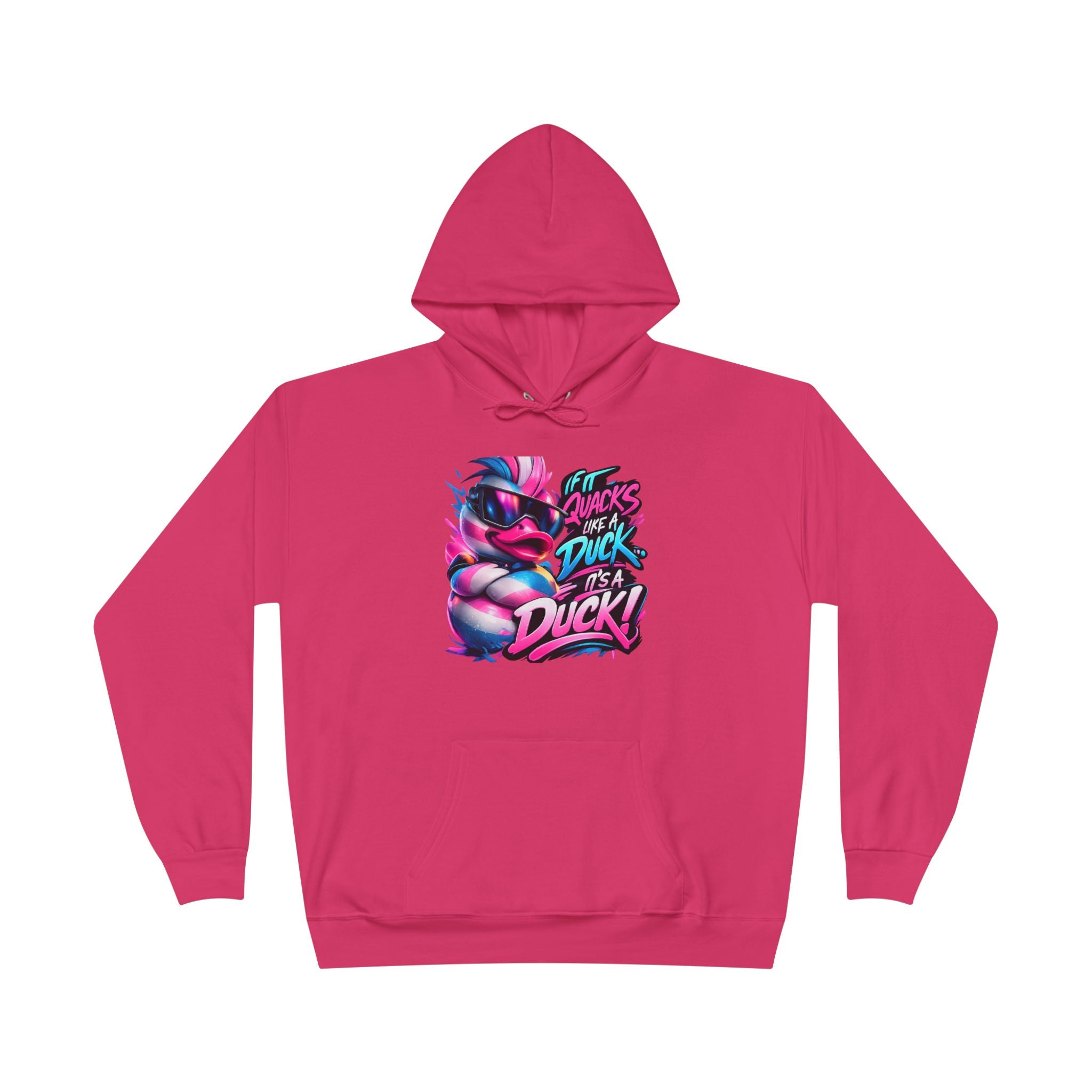 Graphic Hoodie — Retro Neon 'Duck' Skate Style Pullover