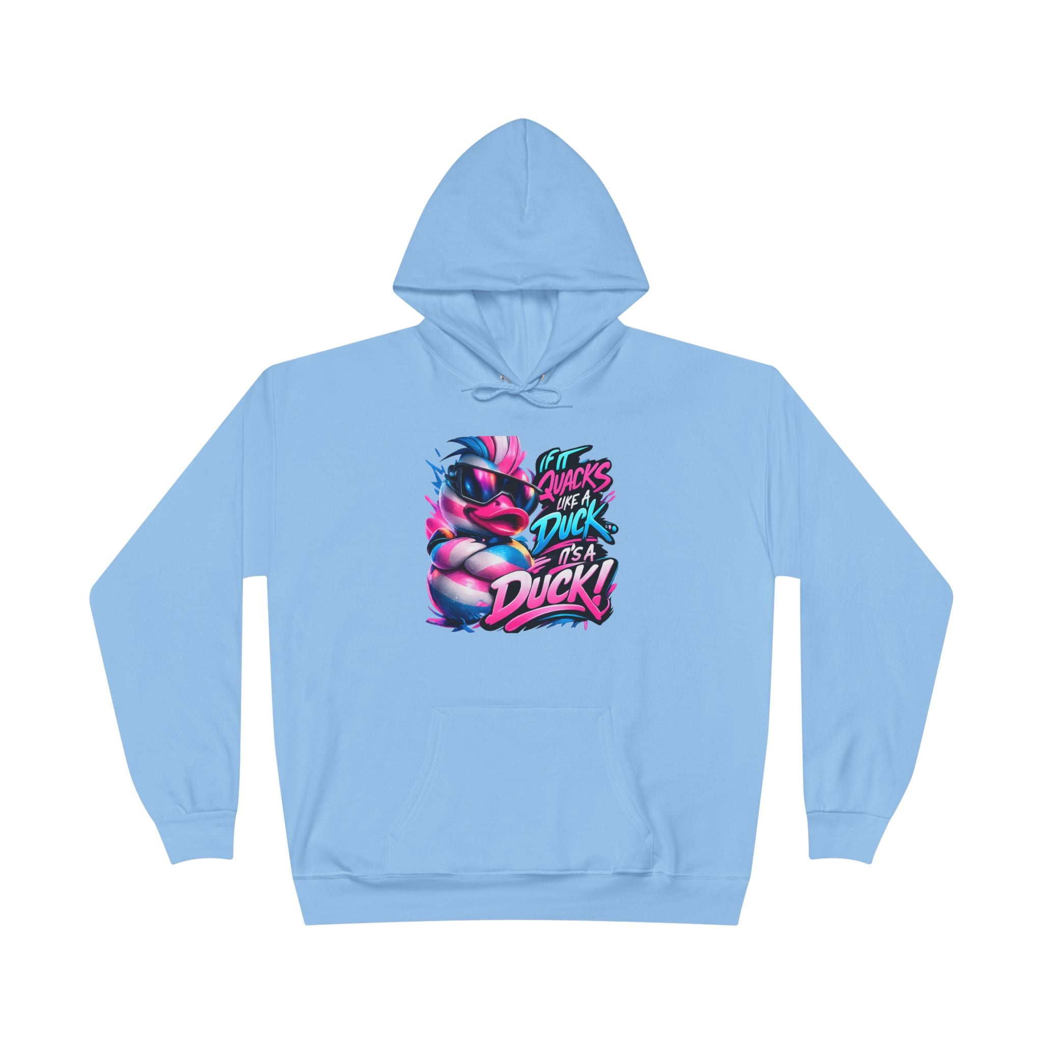 Graphic Hoodie — Retro Neon 'Duck' Skate Style Pullover
