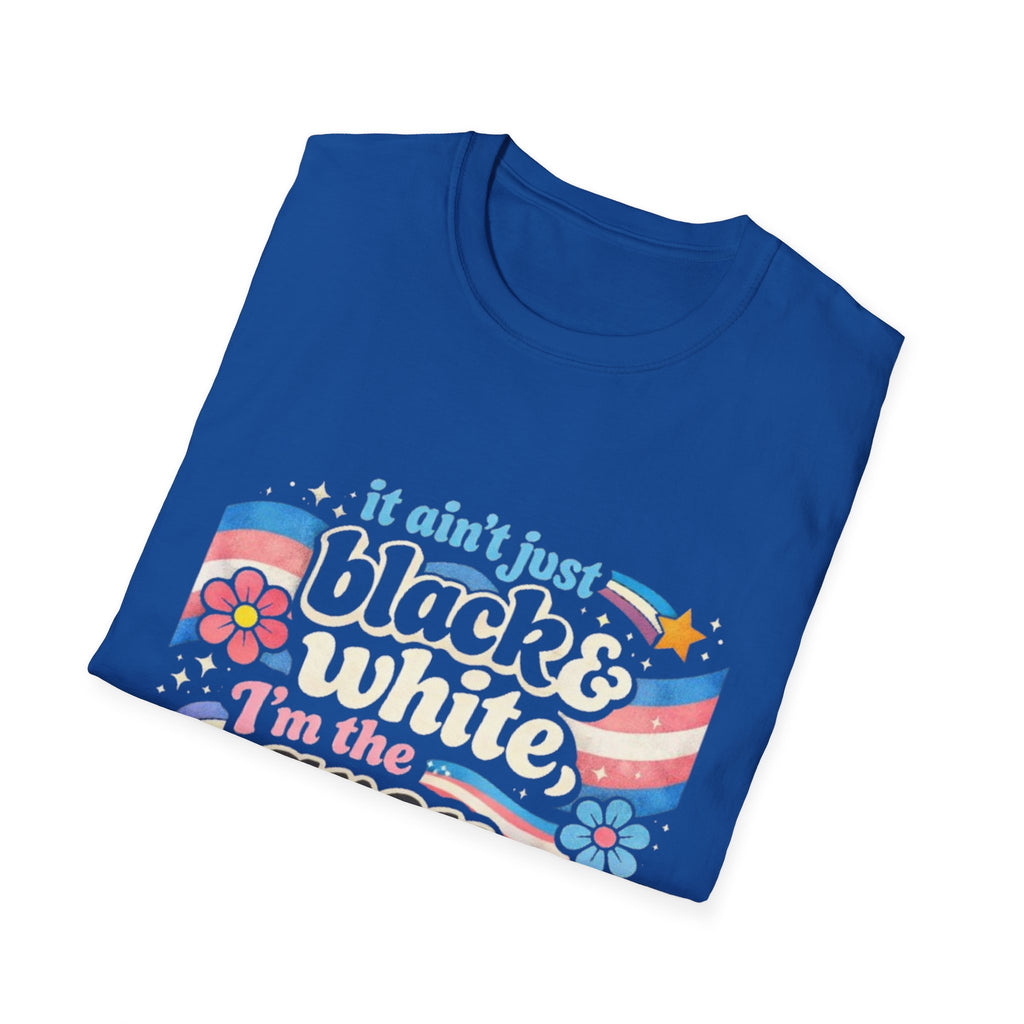 Grey Area Pride T-Shirt — "It Ain't Just Black & White, I'm the Grey Area" Bisexual/Fluid Flag Tee