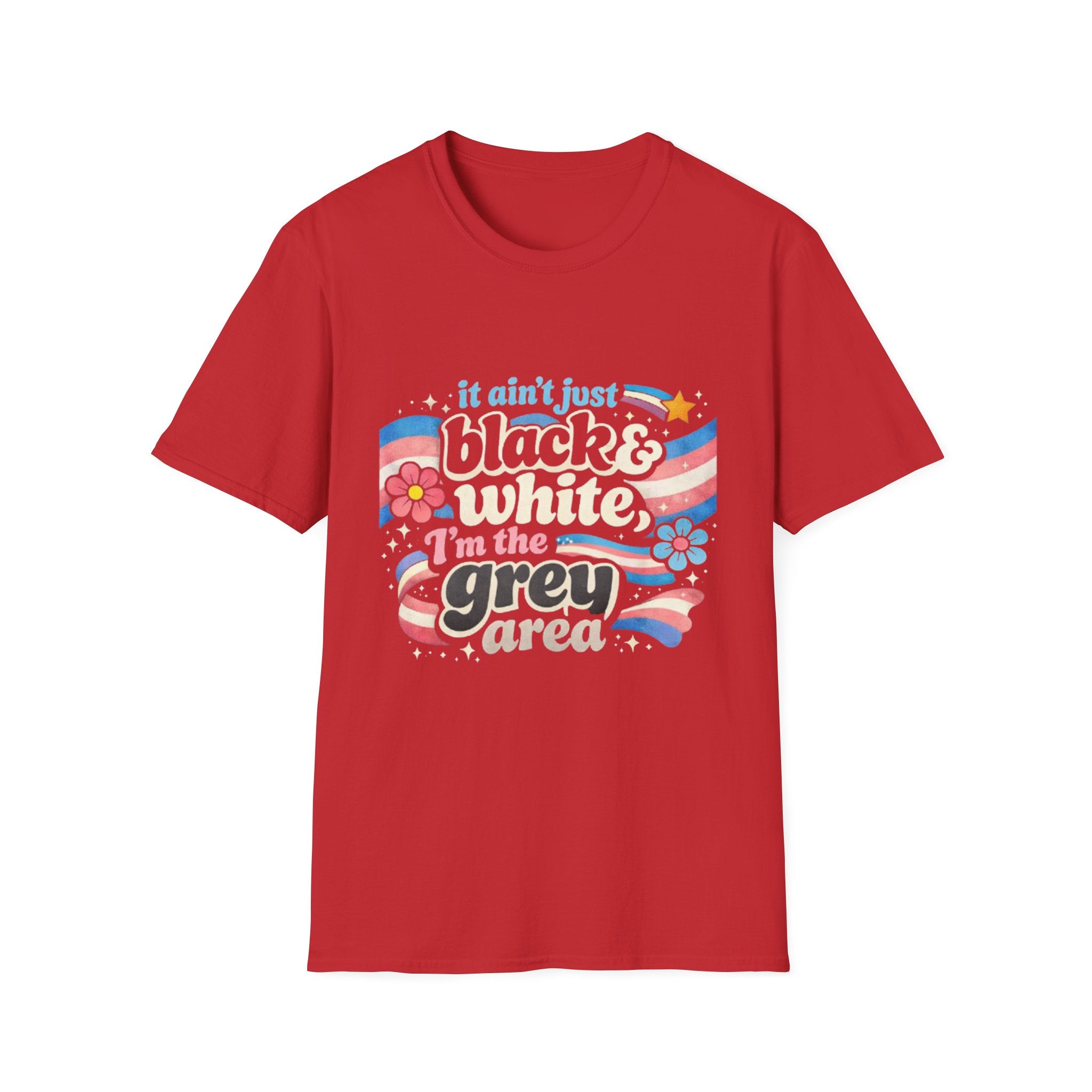 Grey Area Pride T-Shirt — "It Ain't Just Black & White, I'm the Grey Area" Bisexual/Fluid Flag Tee