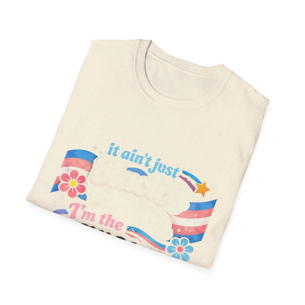 Grey Area Pride T-Shirt — "It Ain't Just Black & White, I'm the Grey Area" Bisexual/Fluid Flag Tee