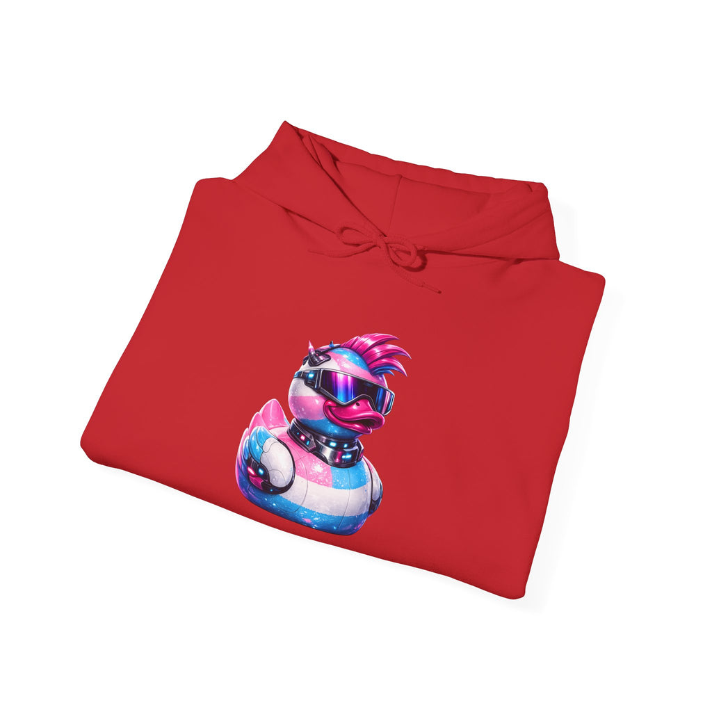 Beautifully Trans Retro Neon Duck Hoodie — Graphic Pullover
