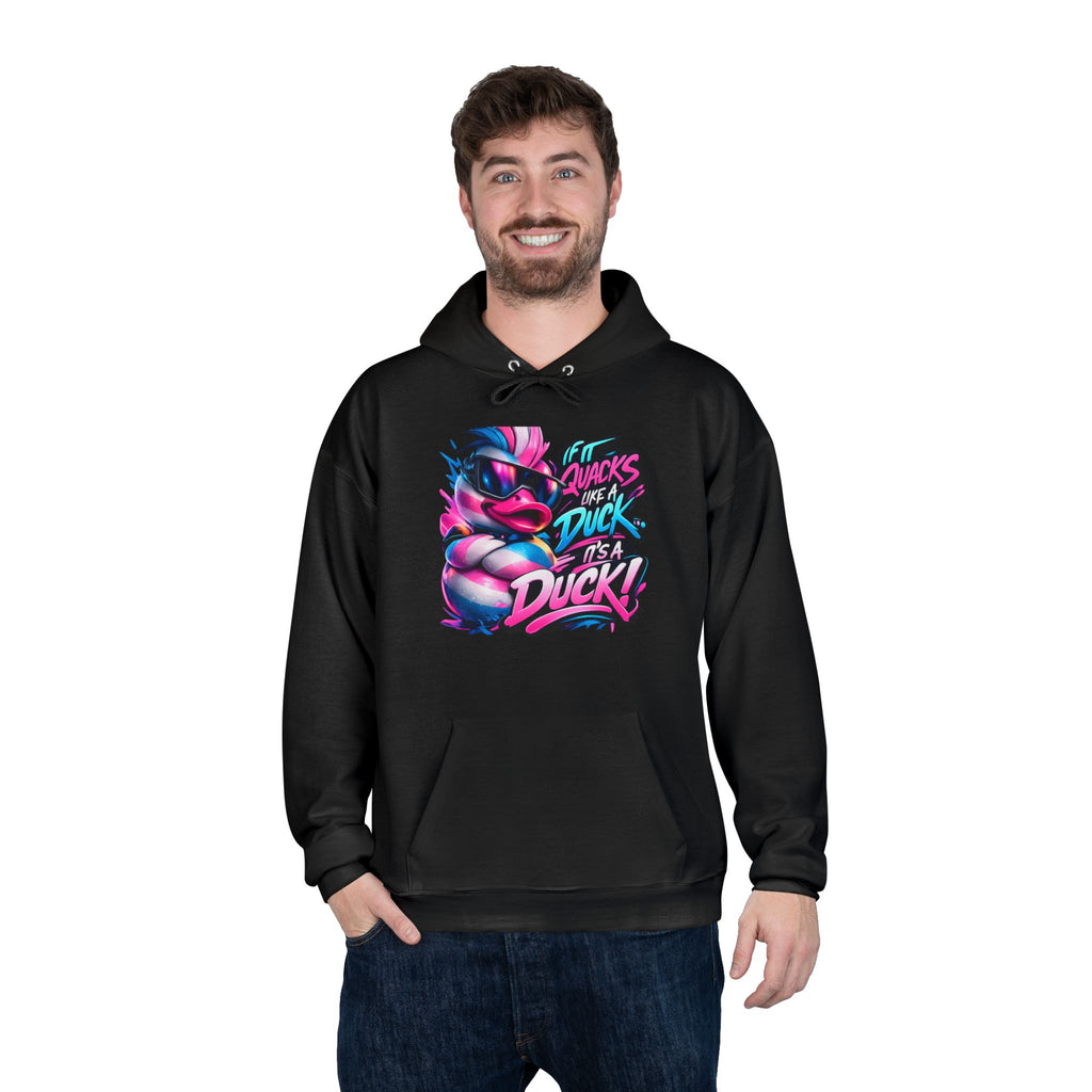 Graphic Hoodie — Retro Neon 'Duck' Skate Style Pullover