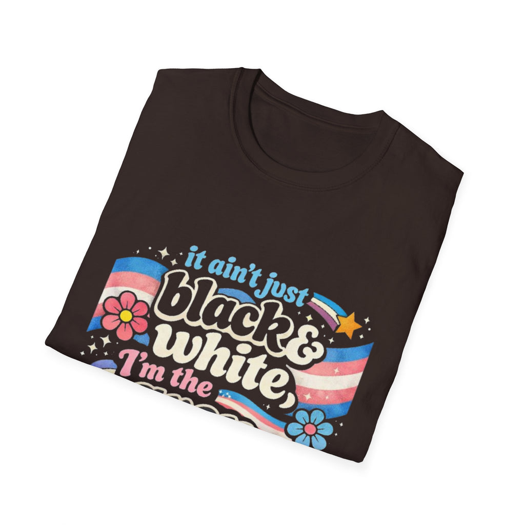 Grey Area Pride T-Shirt — "It Ain't Just Black & White, I'm the Grey Area" Bisexual/Fluid Flag Tee
