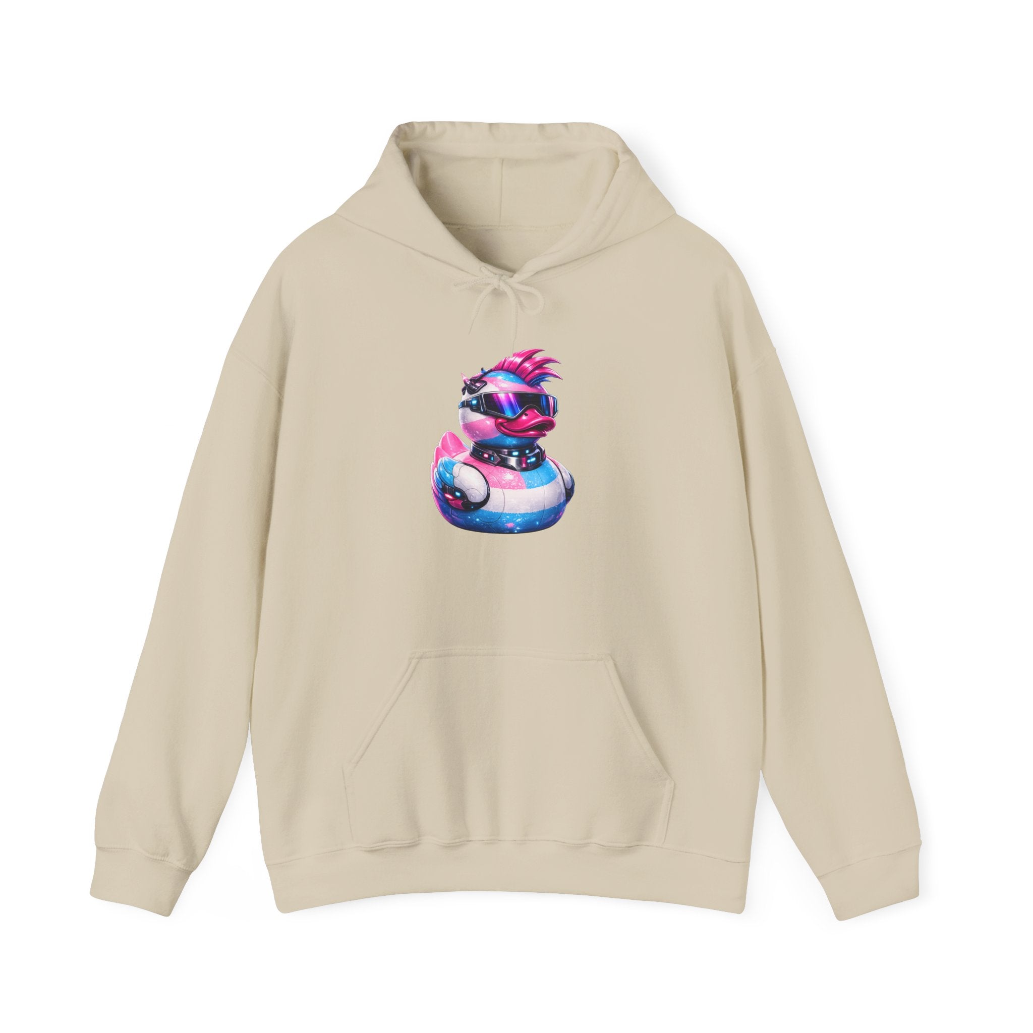 Beautifully Trans Retro Neon Duck Hoodie — Graphic Pullover