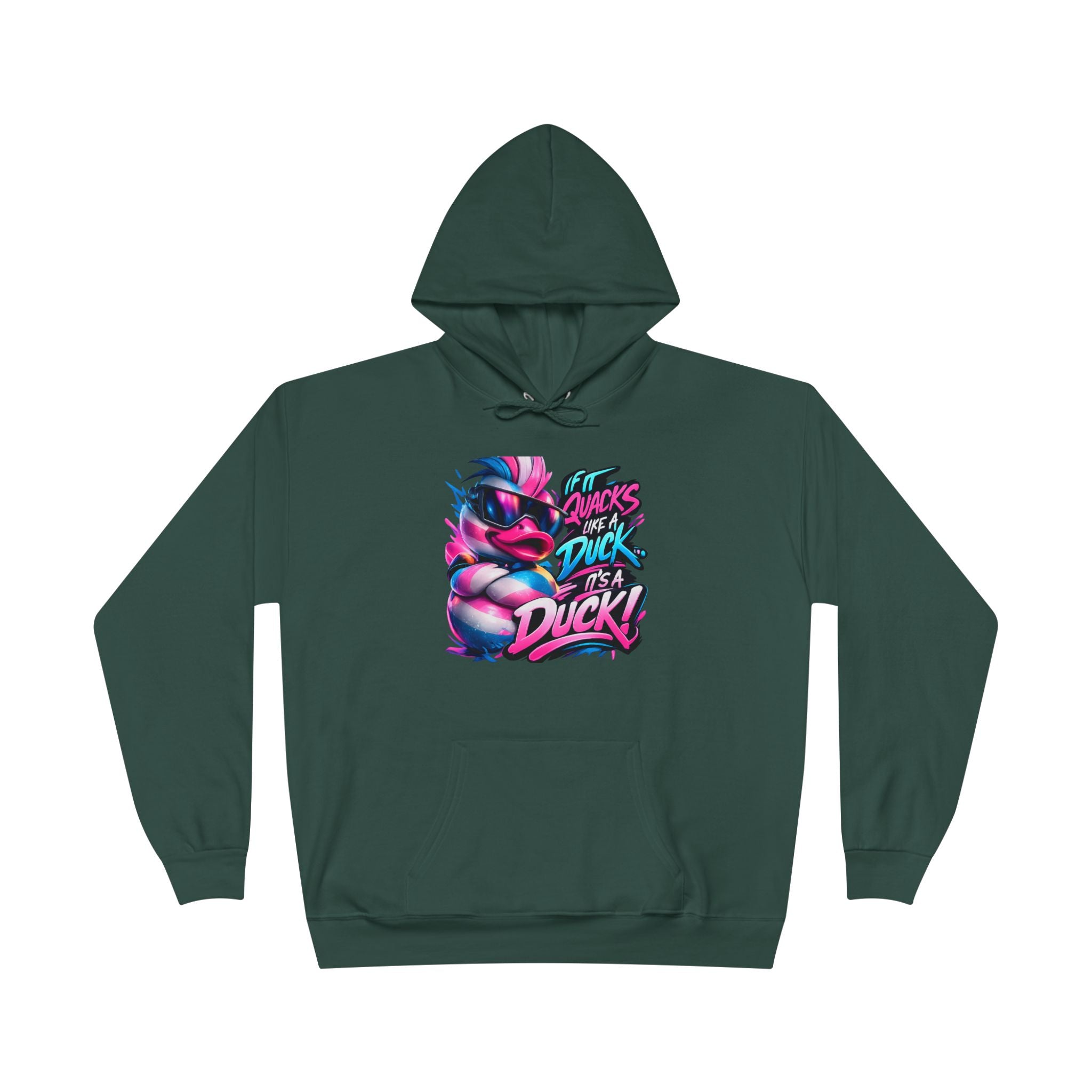 Graphic Hoodie — Retro Neon 'Duck' Skate Style Pullover