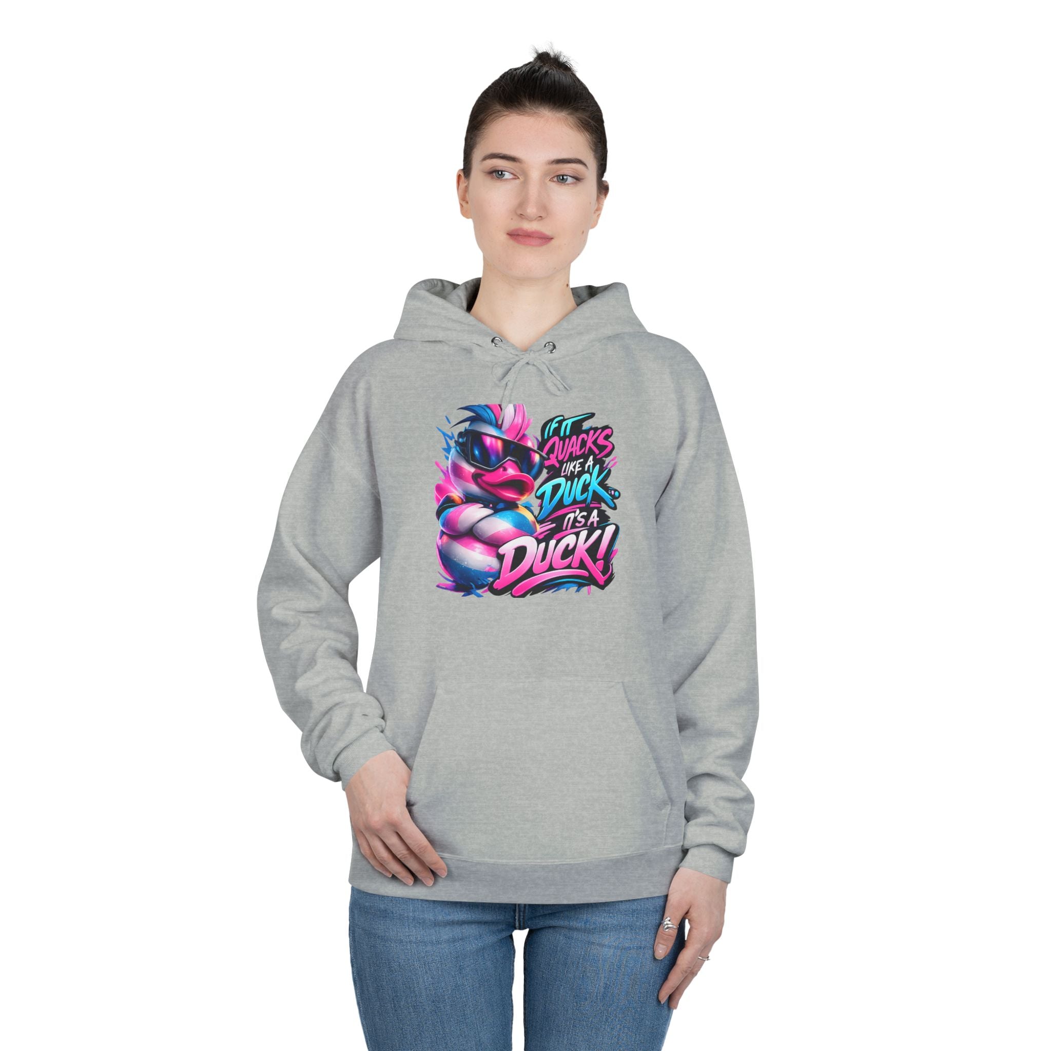 Graphic Hoodie — Retro Neon 'Duck' Skate Style Pullover