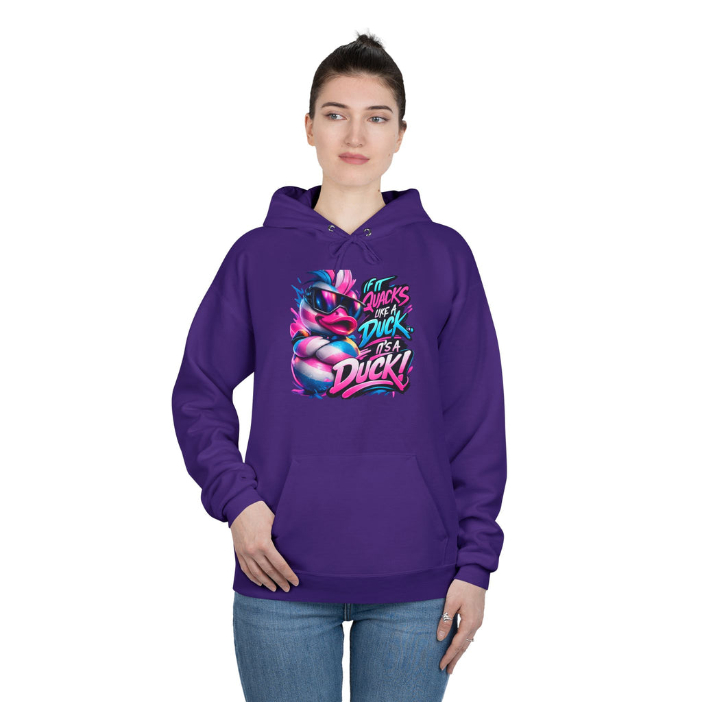 Graphic Hoodie — Retro Neon 'Duck' Skate Style Pullover