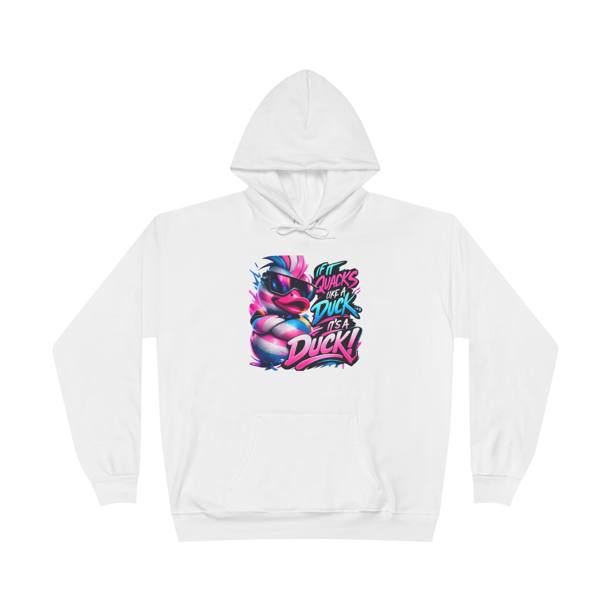 Graphic Hoodie — Retro Neon 'Duck' Skate Style Pullover
