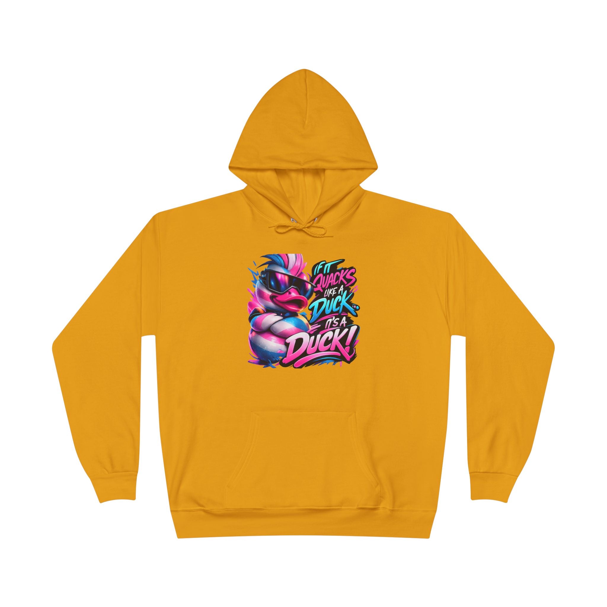 Graphic Hoodie — Retro Neon 'Duck' Skate Style Pullover