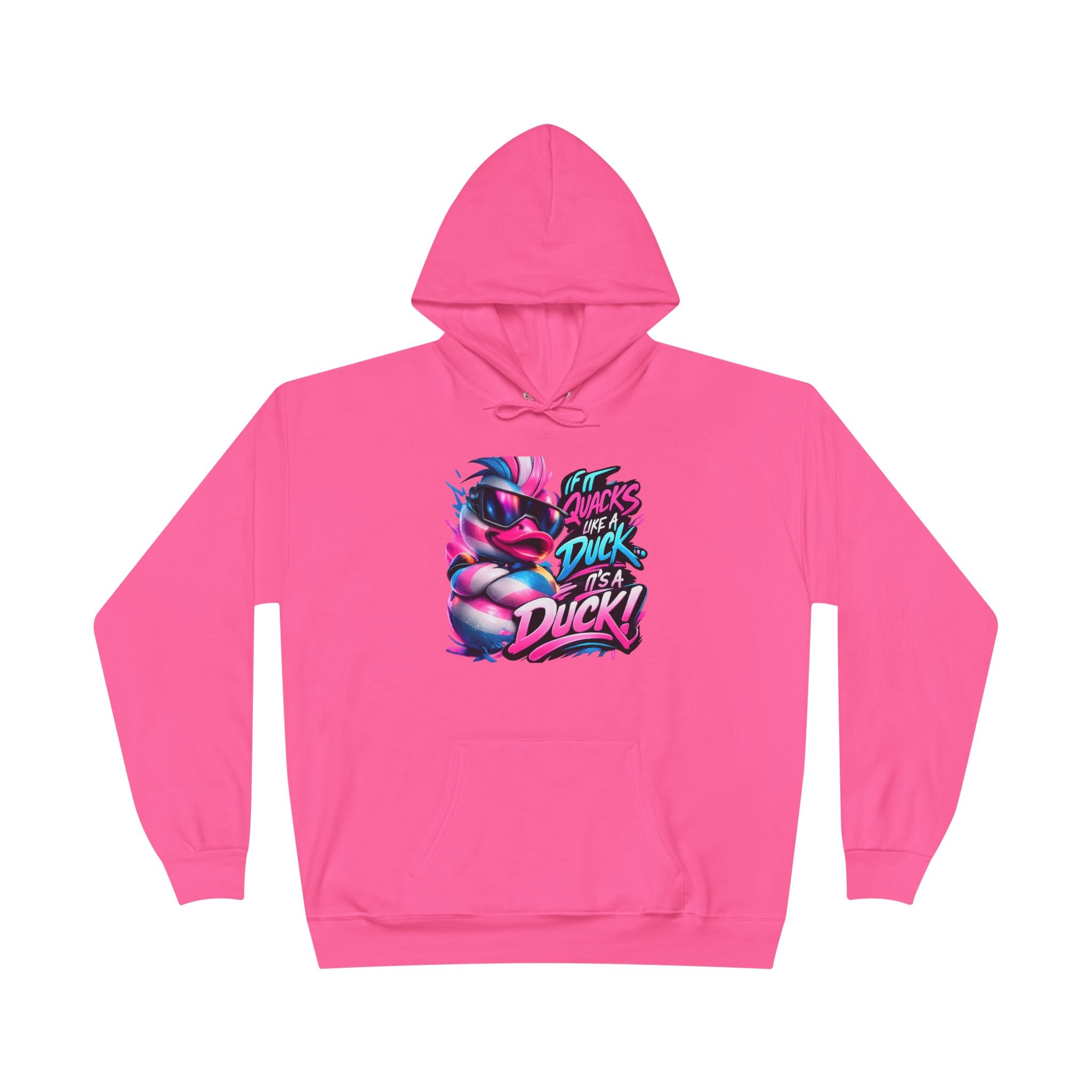 Graphic Hoodie — Retro Neon 'Duck' Skate Style Pullover