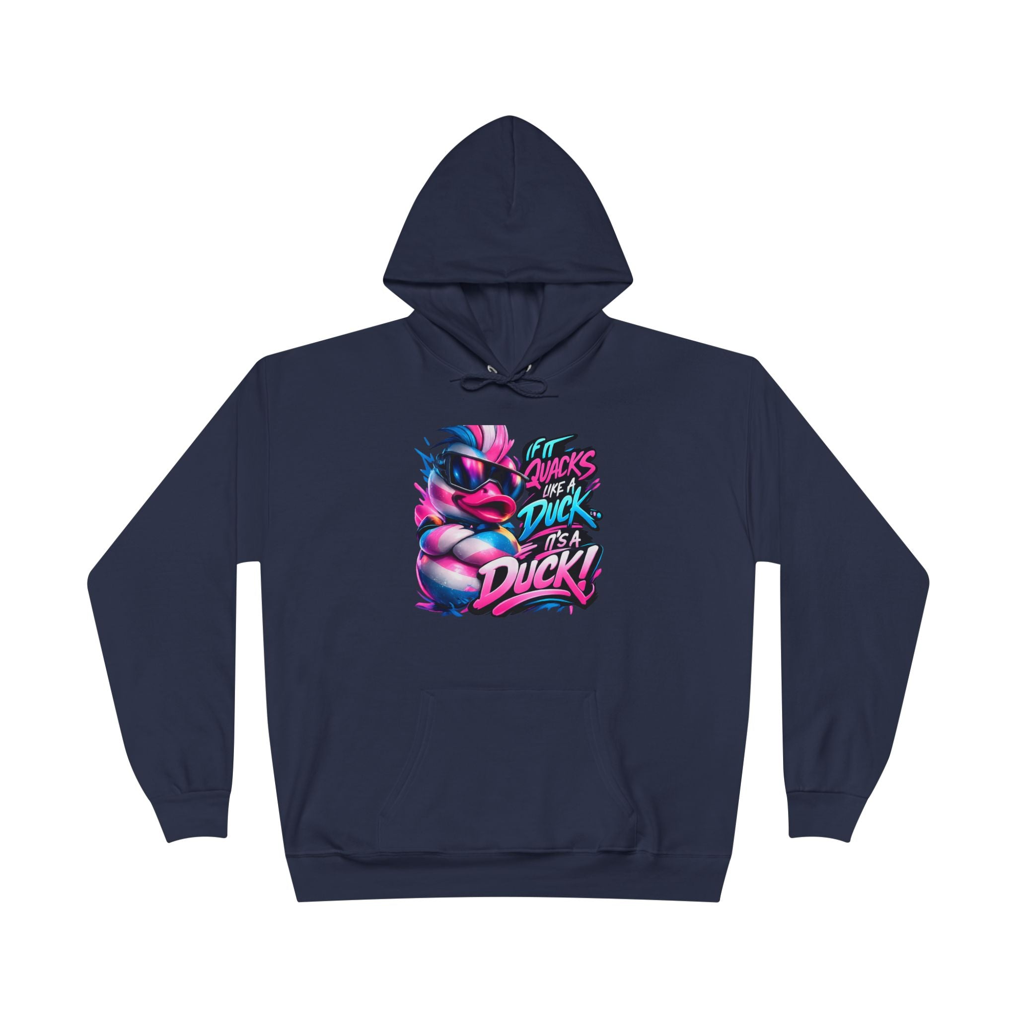 Graphic Hoodie — Retro Neon 'Duck' Skate Style Pullover