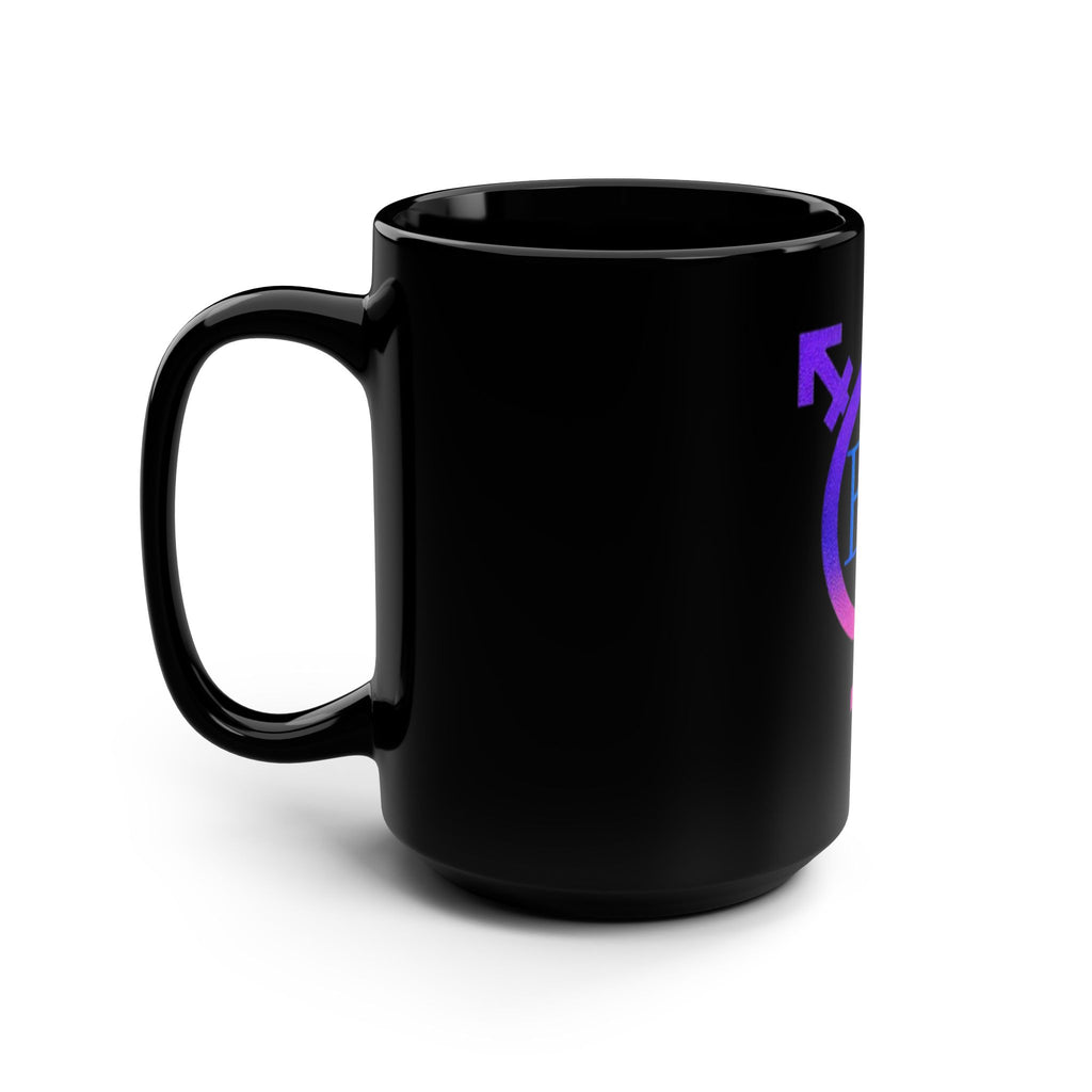 Beautifully Trans 15oz Black Mug — Gradient Transgender Circle with "BT" Monogram