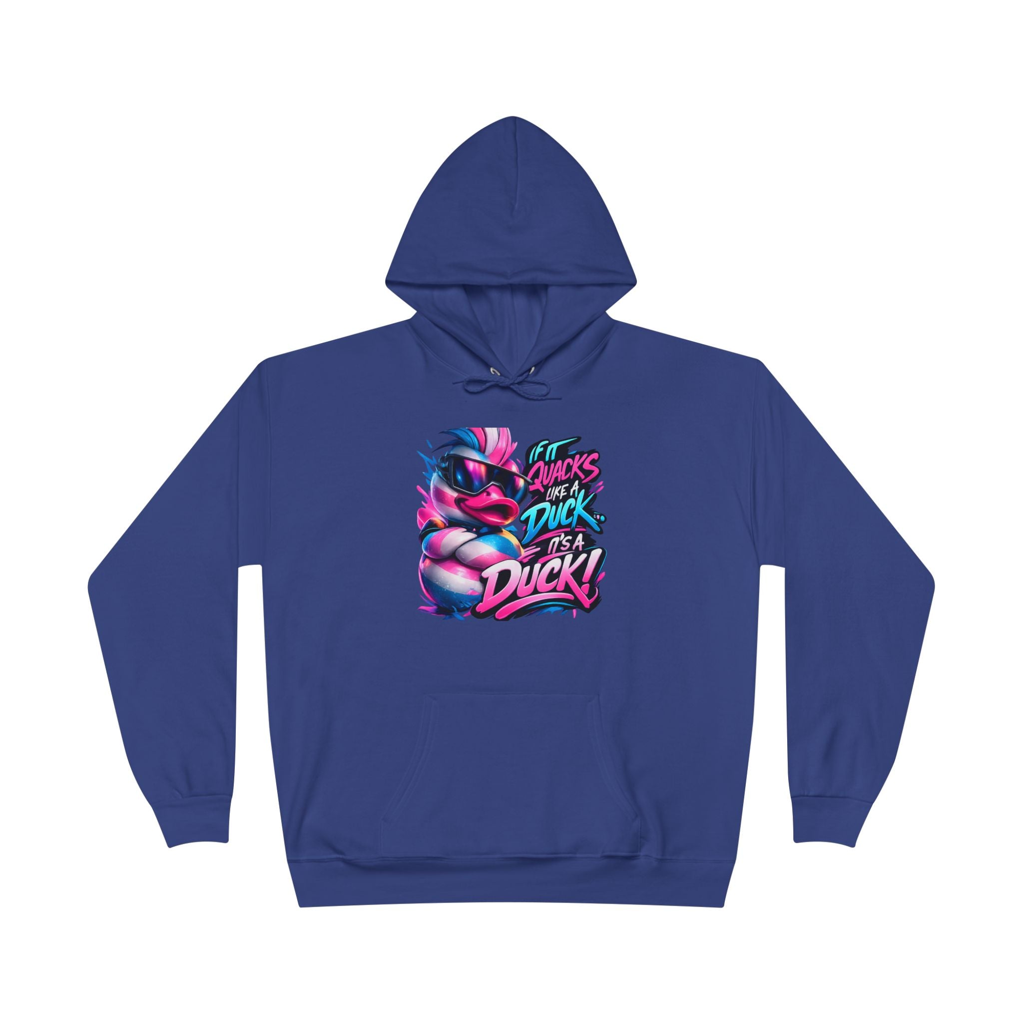 Graphic Hoodie — Retro Neon 'Duck' Skate Style Pullover
