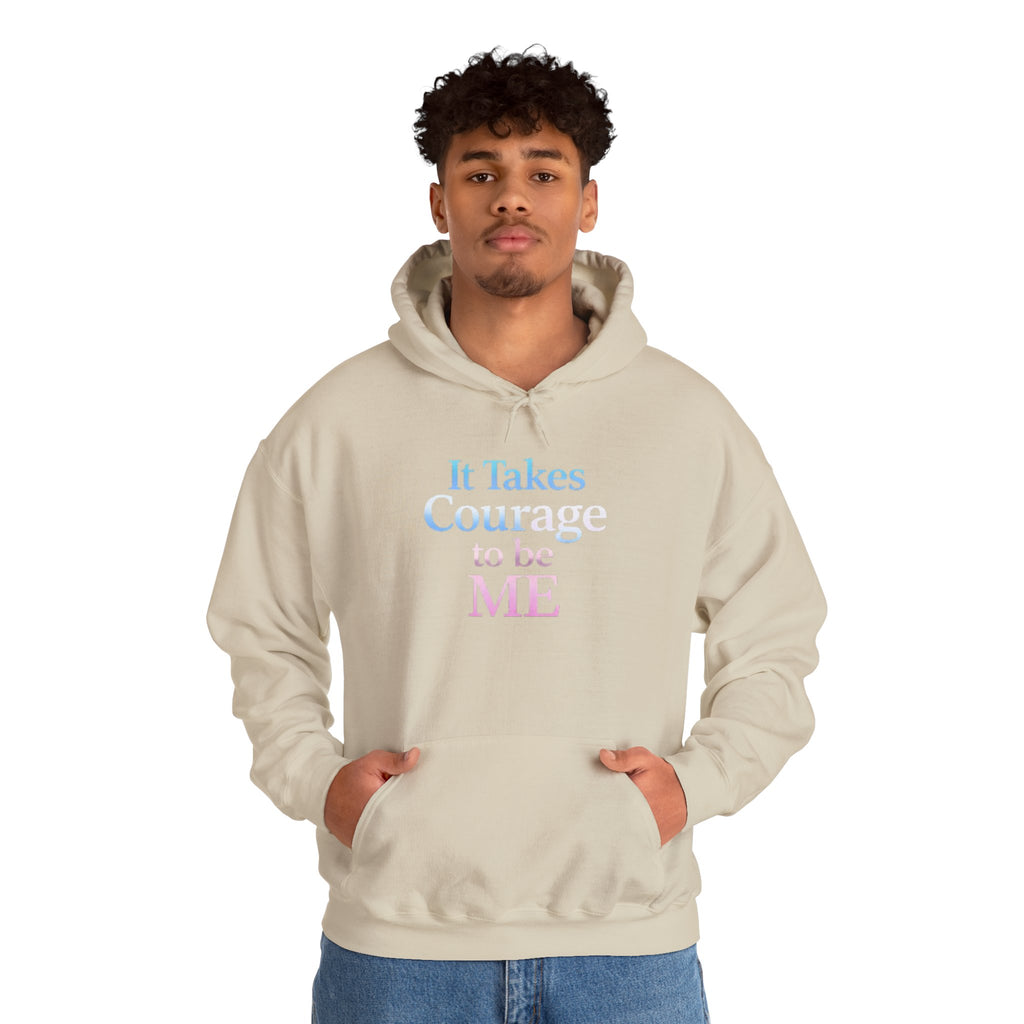 Transgender Pride Hoodie – "It Takes Courage to Be Me" Comfort Pullover