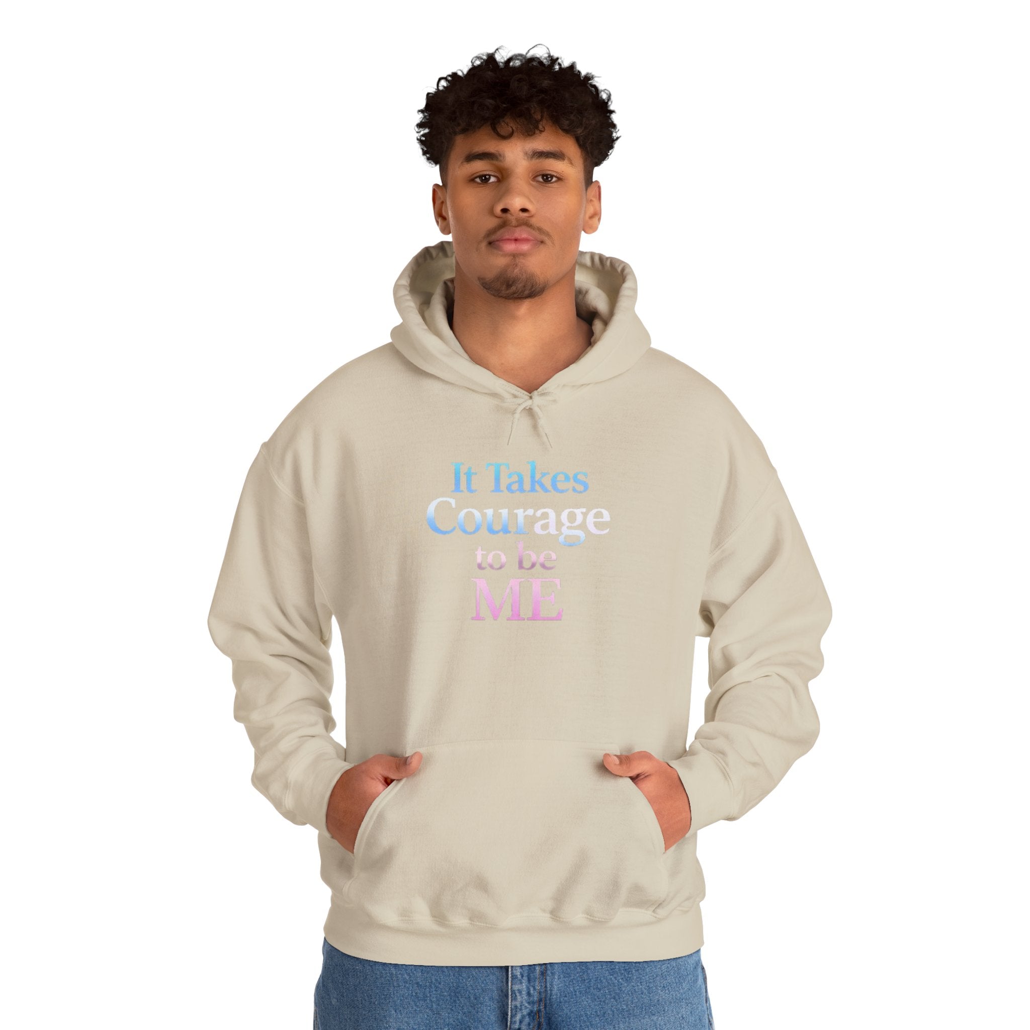 Transgender Pride Hoodie – "It Takes Courage to Be Me" Comfort Pullover