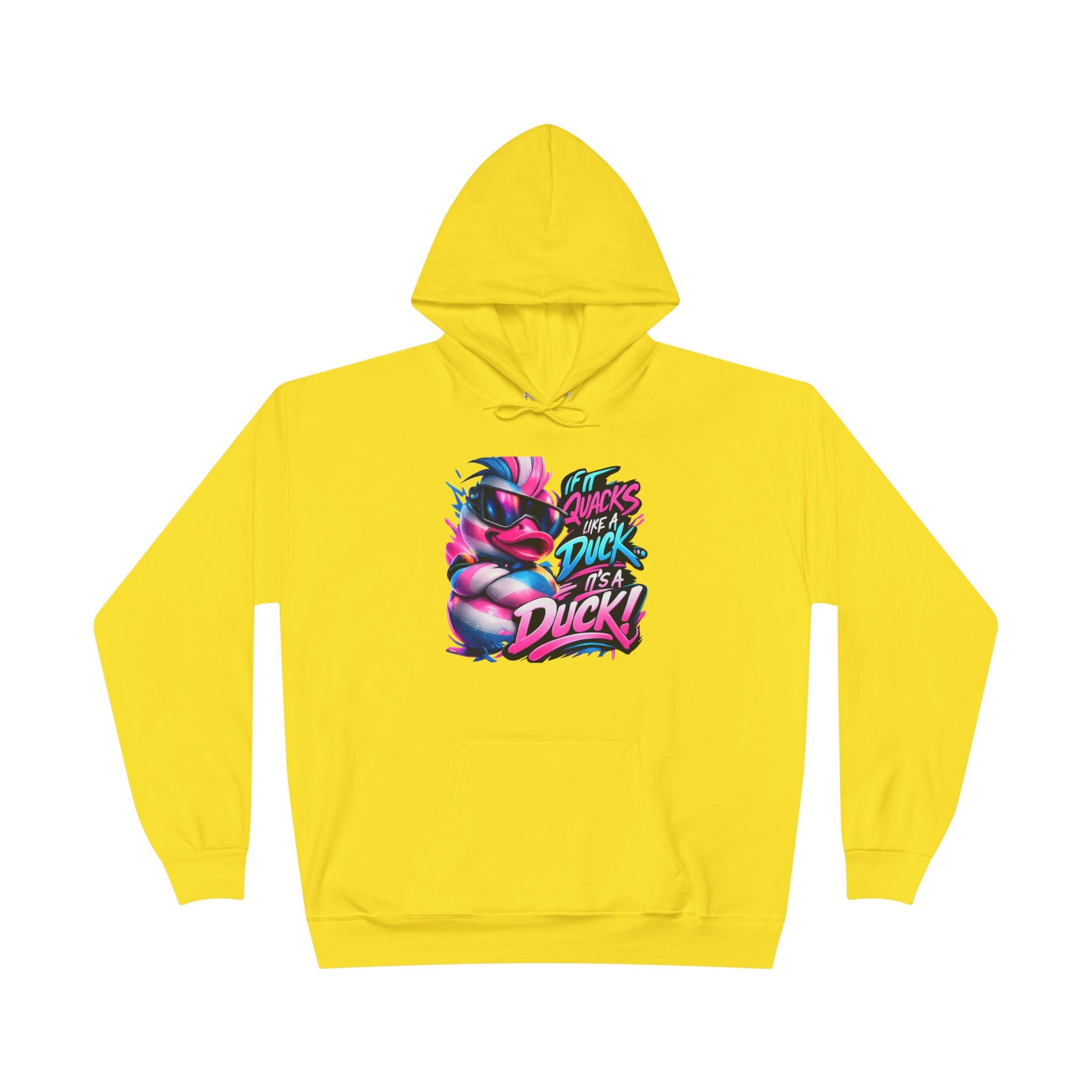 Graphic Hoodie — Retro Neon 'Duck' Skate Style Pullover
