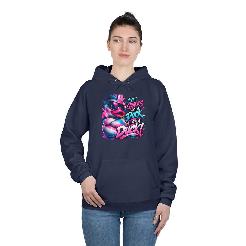 Graphic Hoodie — Retro Neon 'Duck' Skate Style Pullover