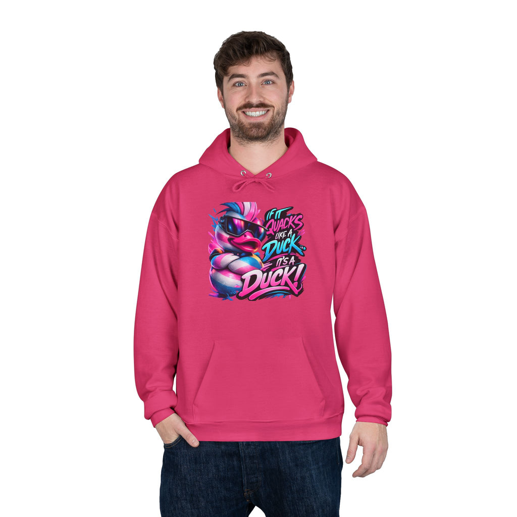 Graphic Hoodie — Retro Neon 'Duck' Skate Style Pullover