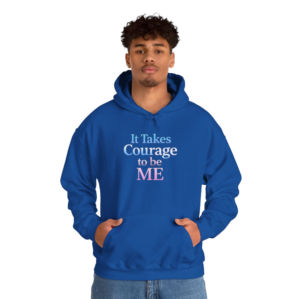 Transgender Pride Hoodie – "It Takes Courage to Be Me" Comfort Pullover