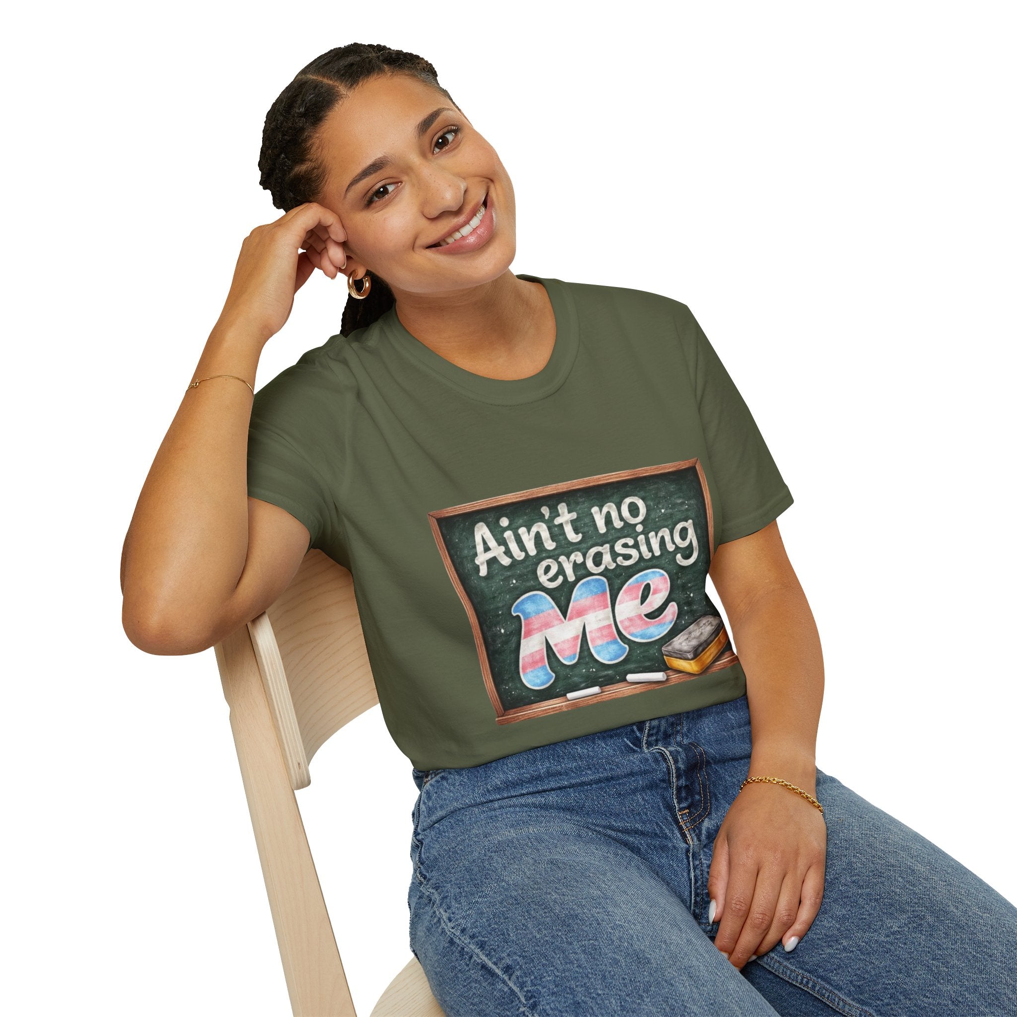 Ain't No Erasing Me Chalkboard T-Shirt — Funny Teacher Pride Tee