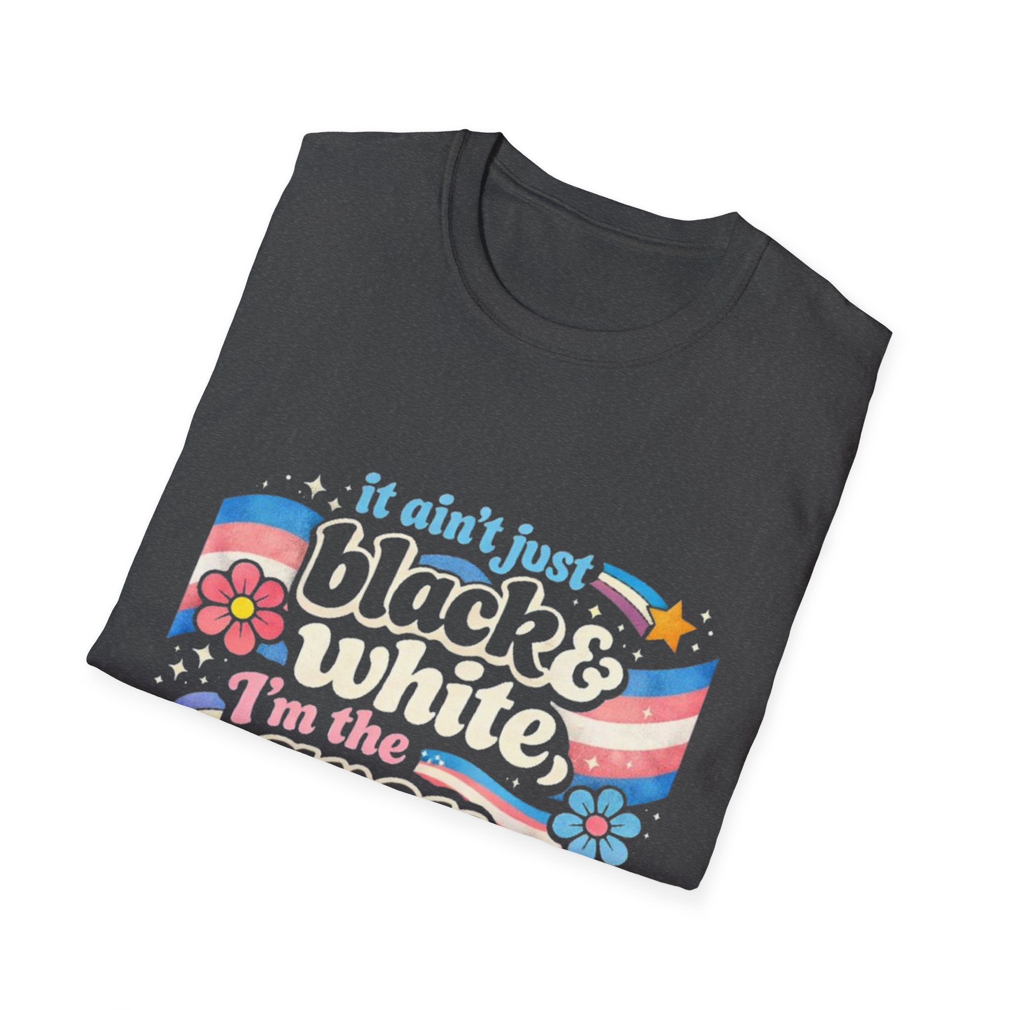Grey Area Pride T-Shirt — "It Ain't Just Black & White, I'm the Grey Area" Bisexual/Fluid Flag Tee