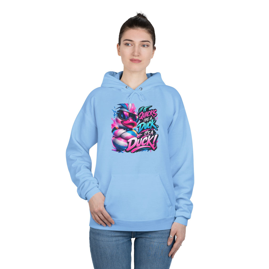 Graphic Hoodie — Retro Neon 'Duck' Skate Style Pullover