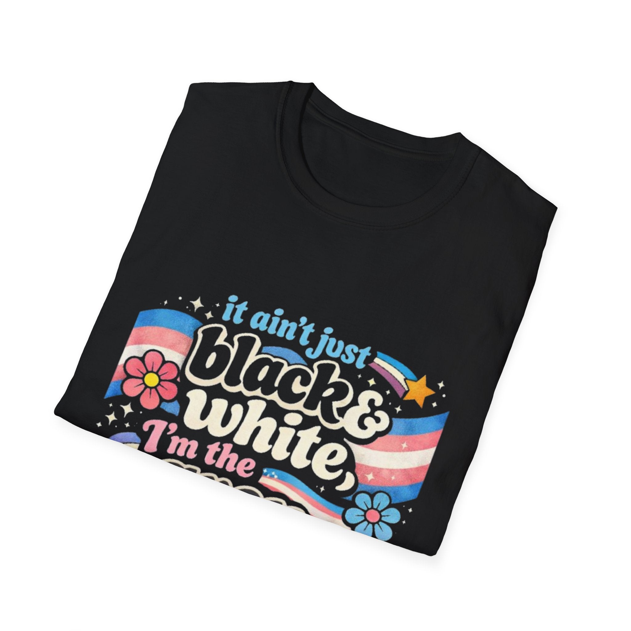 Grey Area Pride T-Shirt — "It Ain't Just Black & White, I'm the Grey Area" Bisexual/Fluid Flag Tee