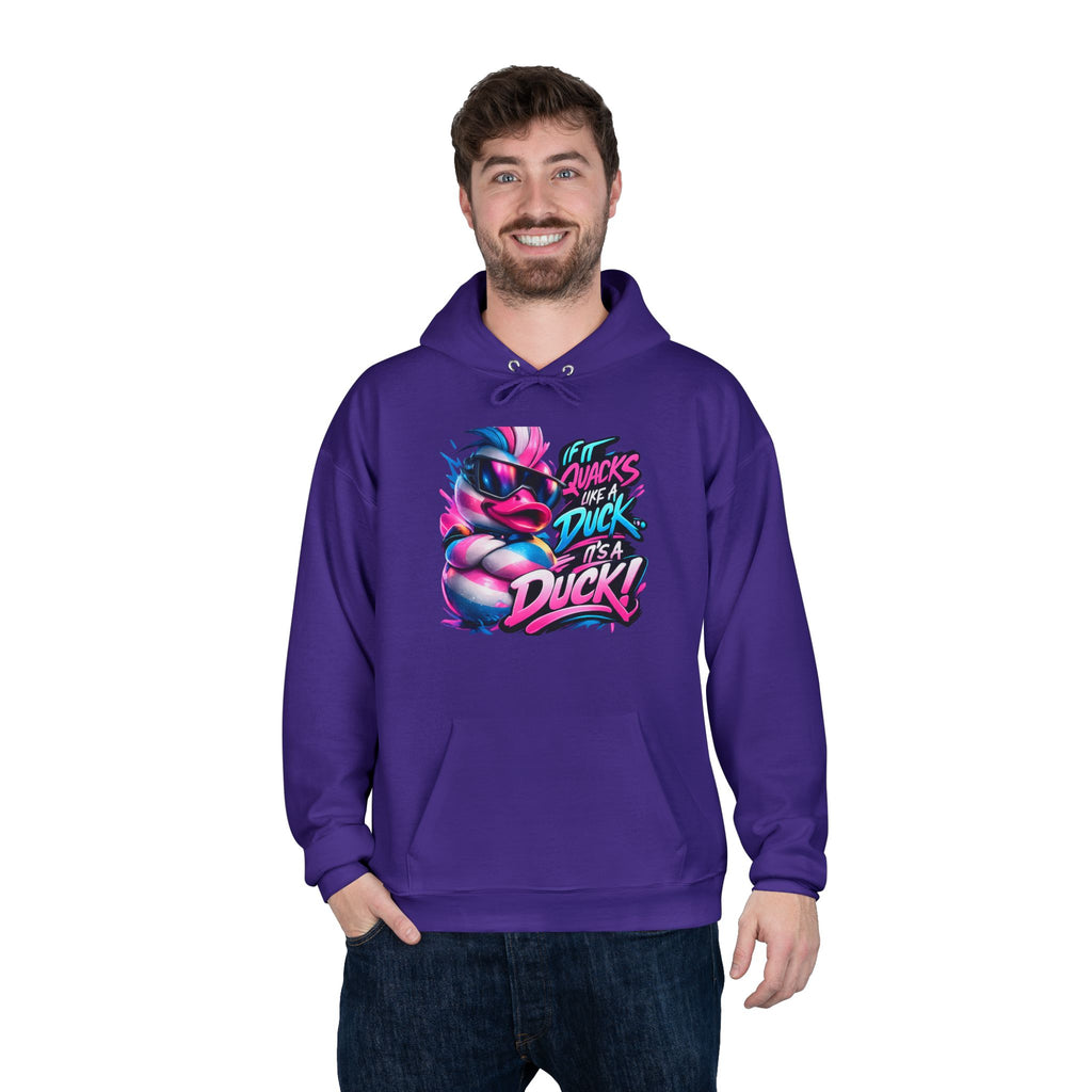 Graphic Hoodie — Retro Neon 'Duck' Skate Style Pullover