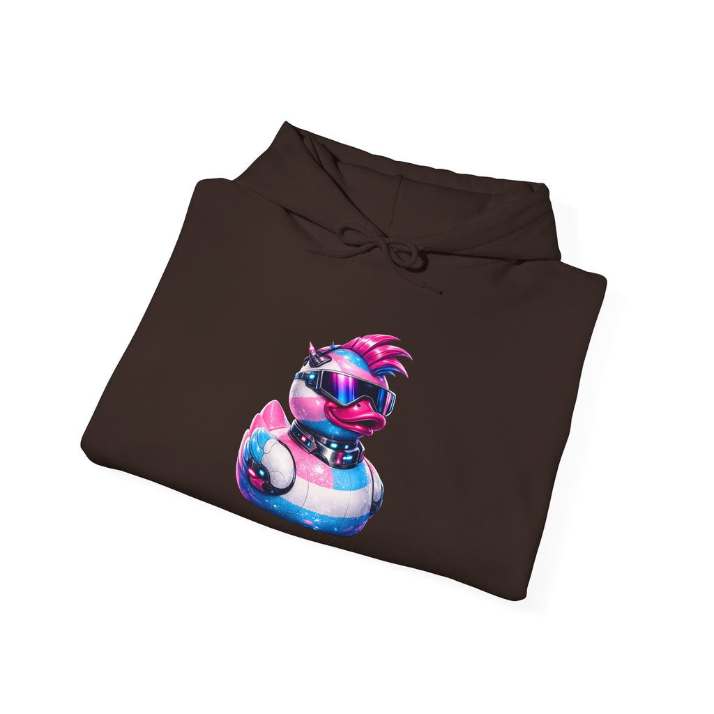 Beautifully Trans Retro Neon Duck Hoodie — Graphic Pullover