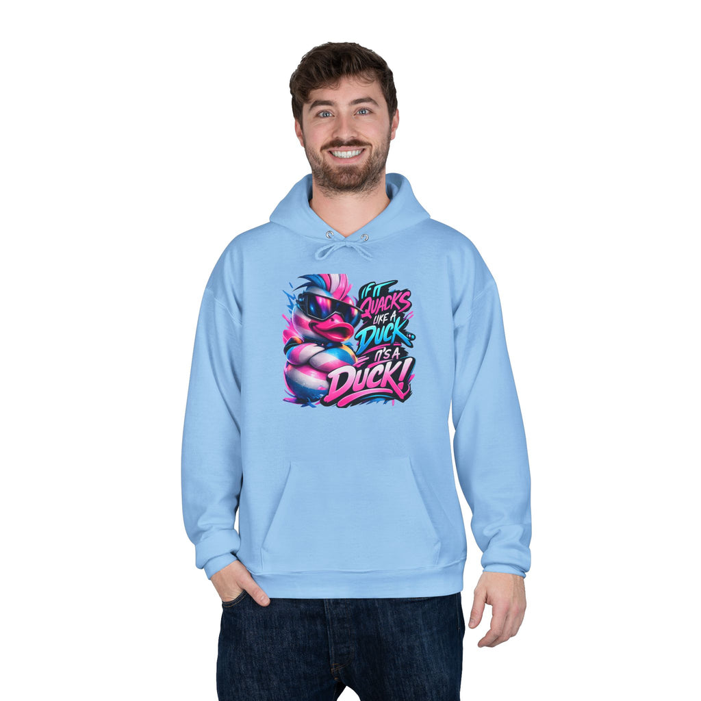 Graphic Hoodie — Retro Neon 'Duck' Skate Style Pullover
