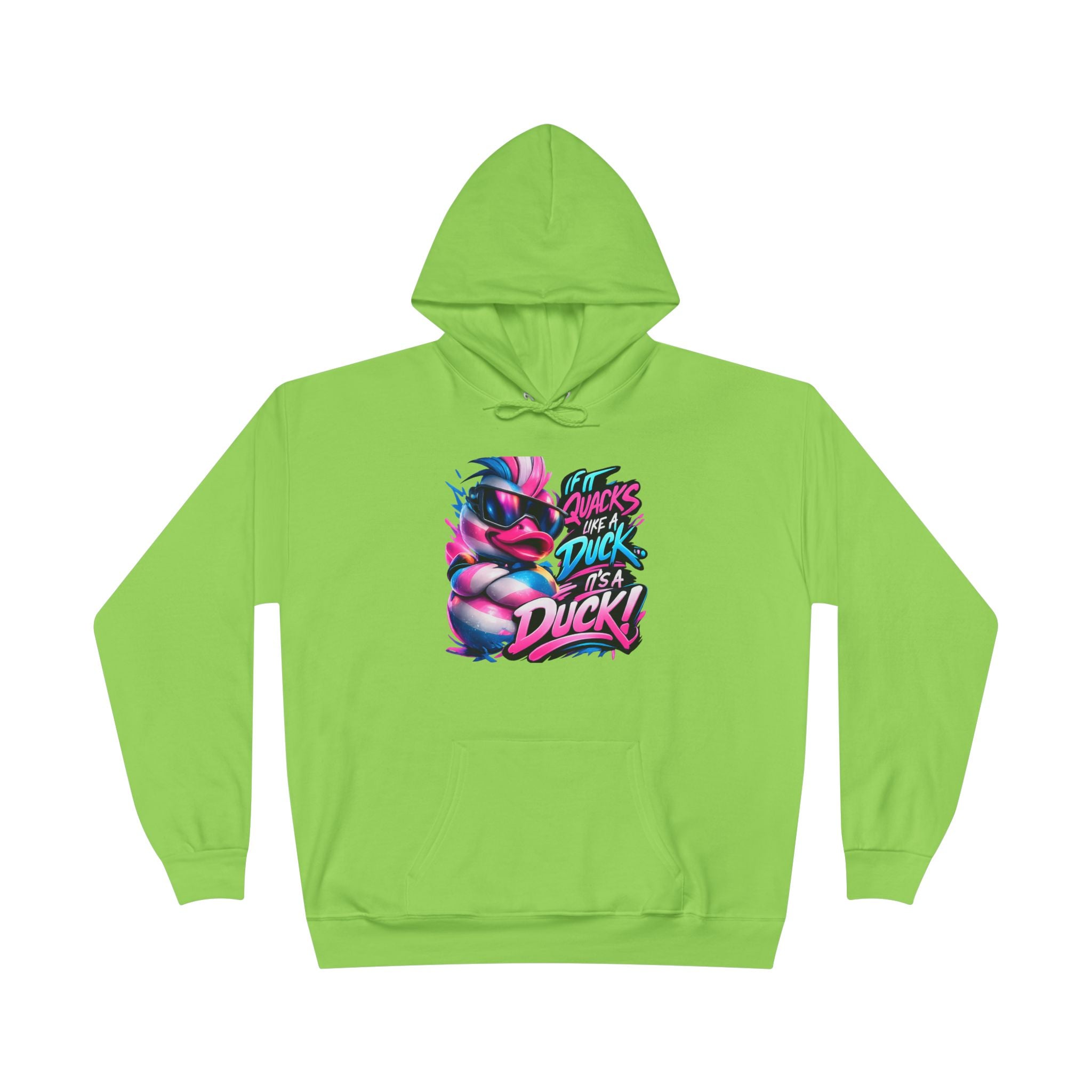 Graphic Hoodie — Retro Neon 'Duck' Skate Style Pullover