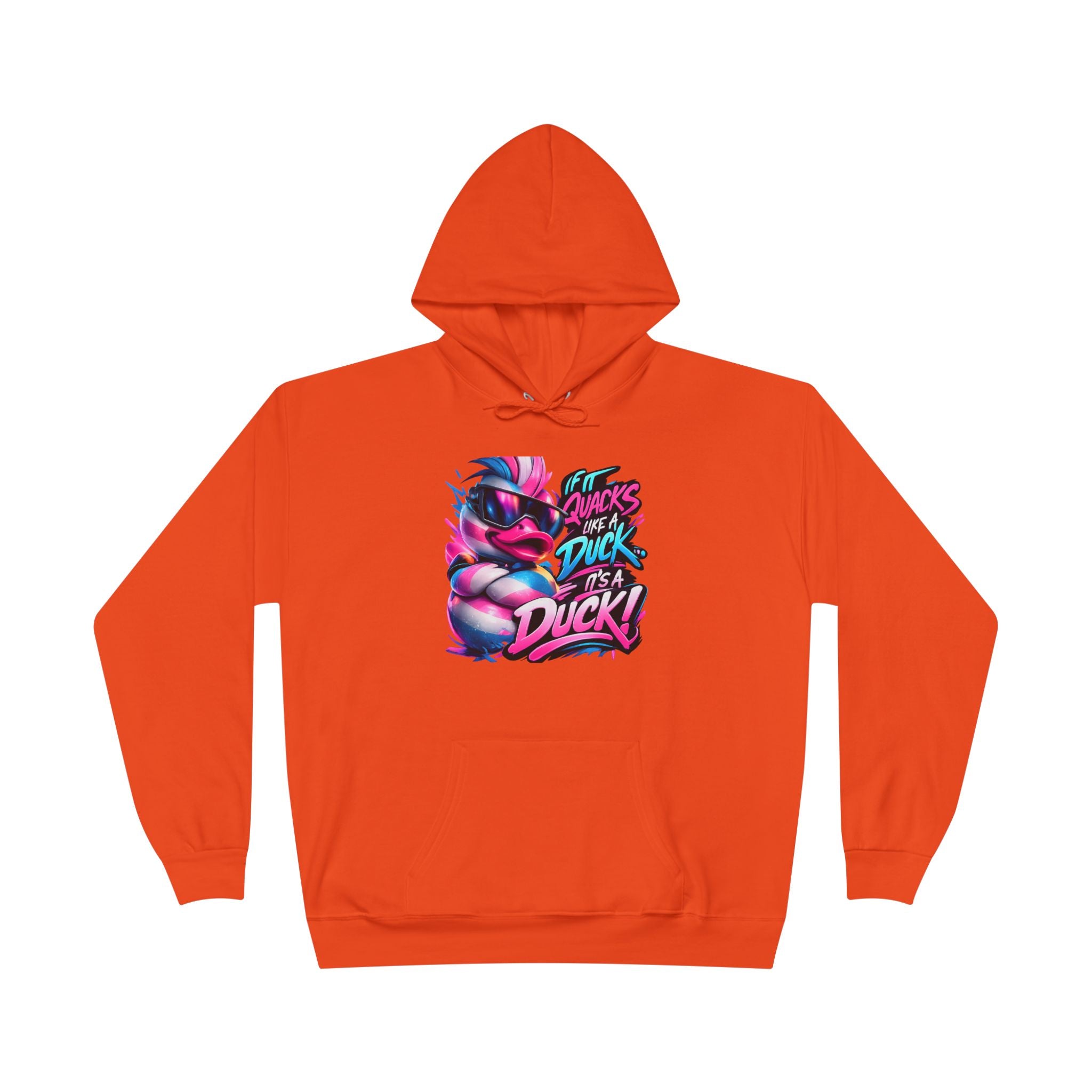 Graphic Hoodie — Retro Neon 'Duck' Skate Style Pullover