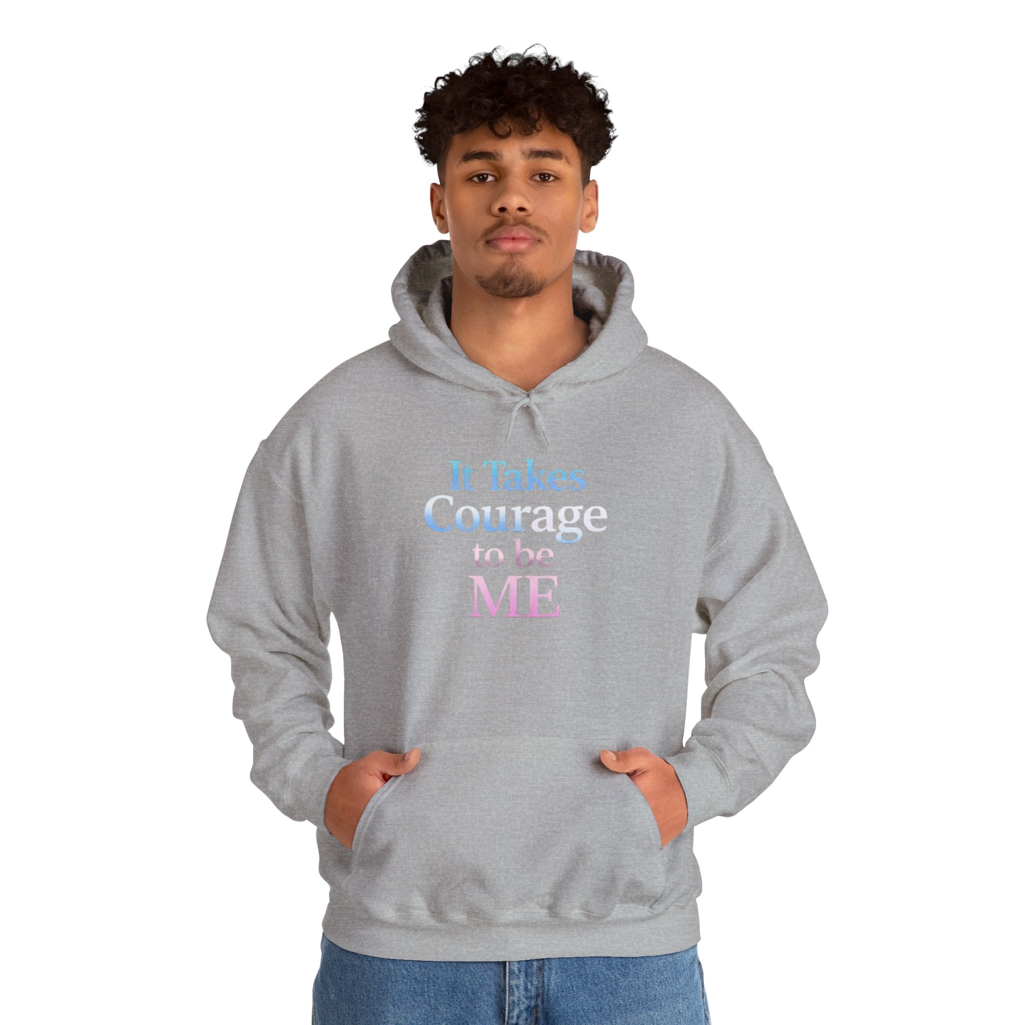 Transgender Pride Hoodie – "It Takes Courage to Be Me" Comfort Pullover