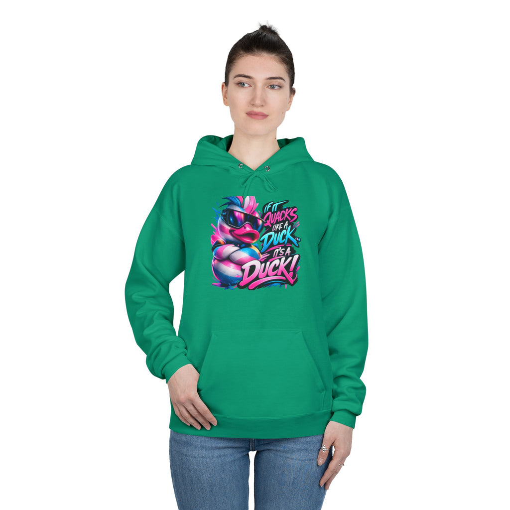 Graphic Hoodie — Retro Neon 'Duck' Skate Style Pullover