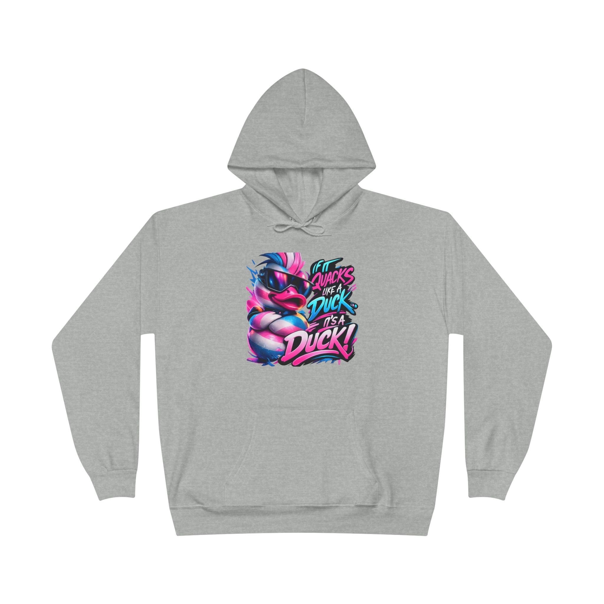 Graphic Hoodie — Retro Neon 'Duck' Skate Style Pullover