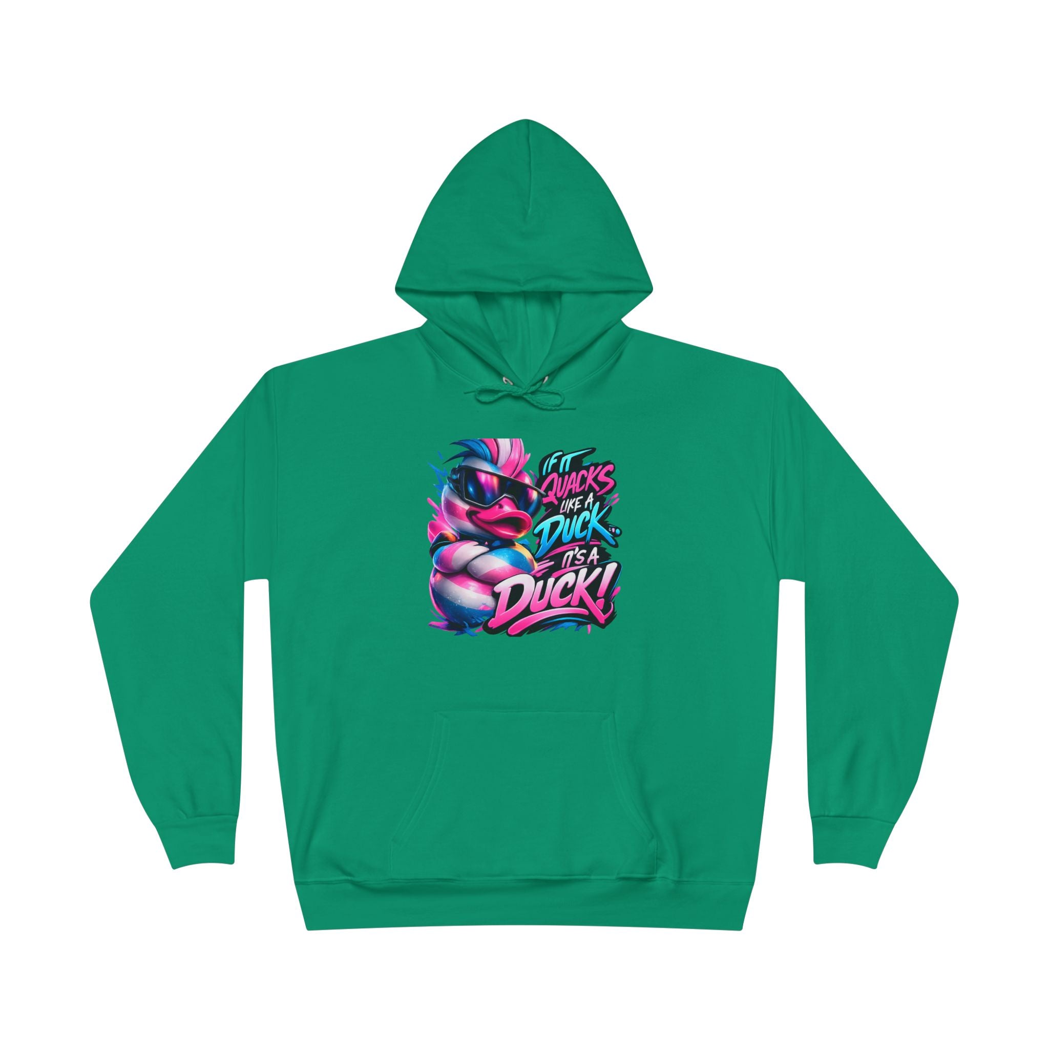 Graphic Hoodie — Retro Neon 'Duck' Skate Style Pullover