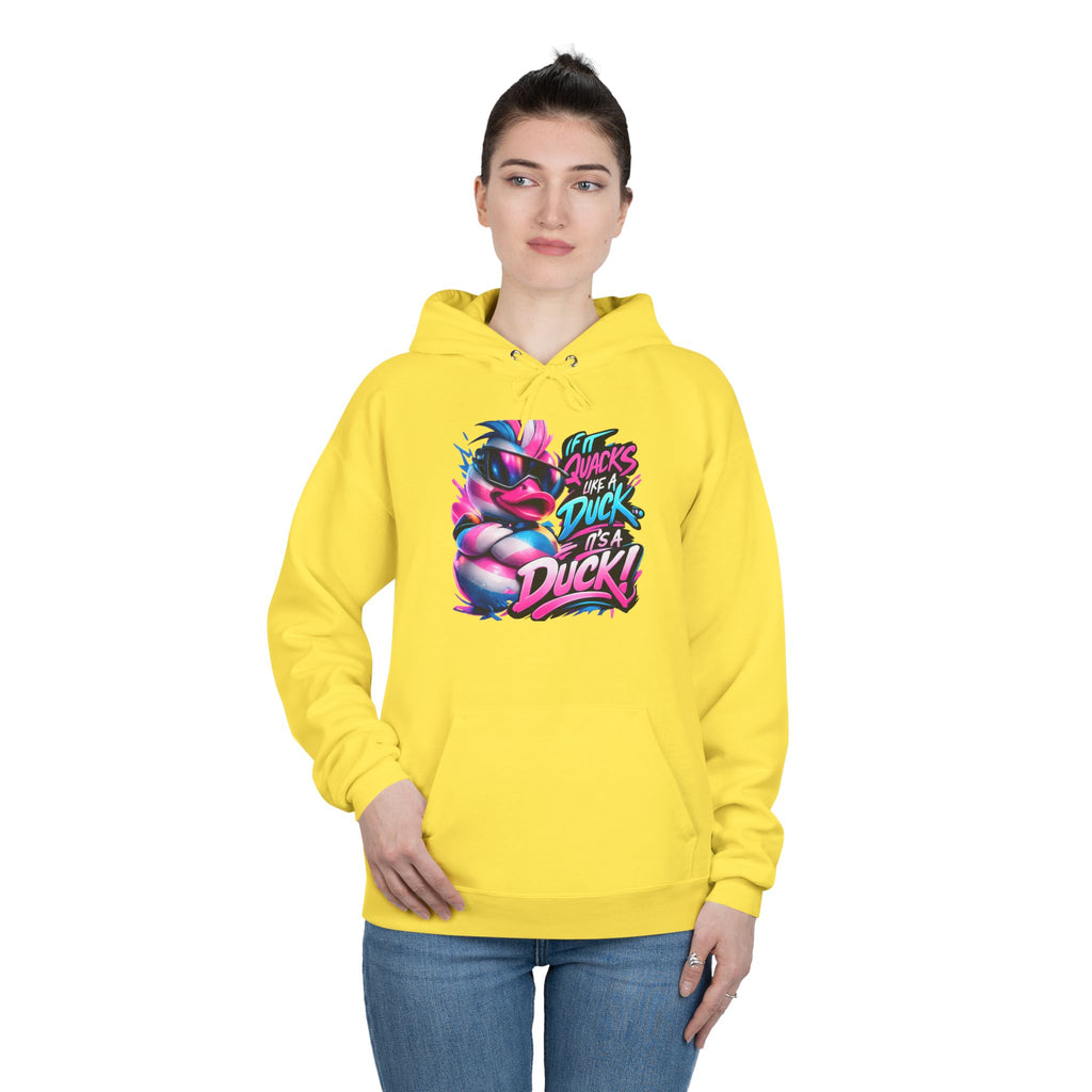 Graphic Hoodie — Retro Neon 'Duck' Skate Style Pullover