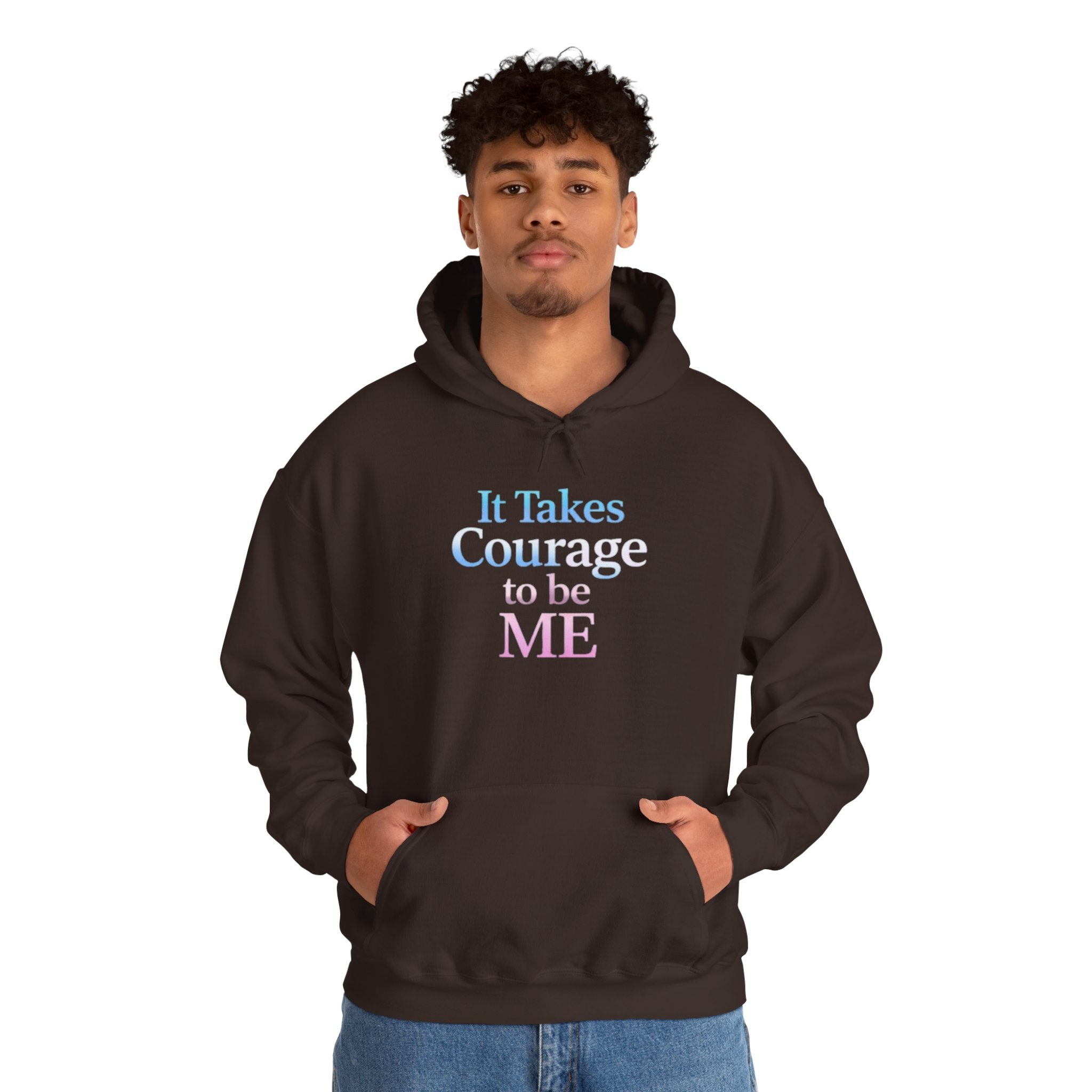 Transgender Pride Hoodie – "It Takes Courage to Be Me" Comfort Pullover