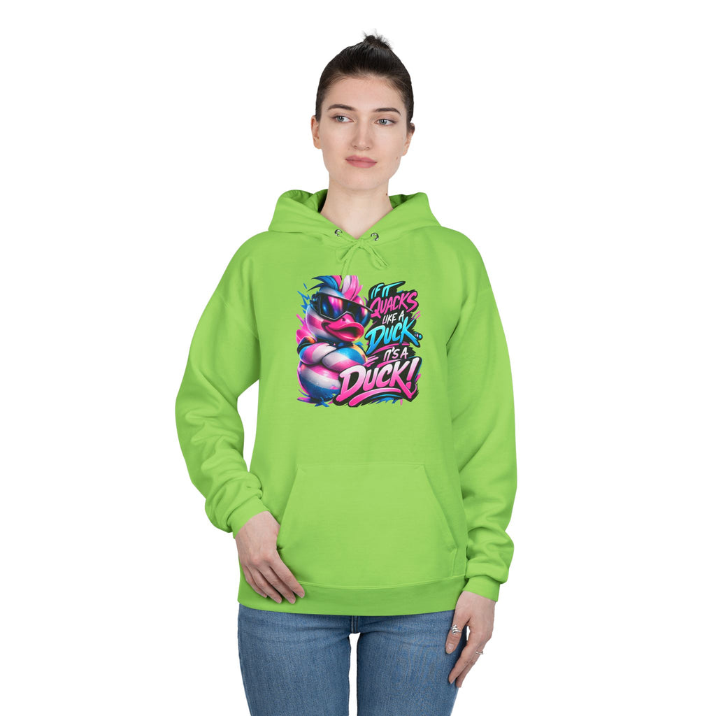 Graphic Hoodie — Retro Neon 'Duck' Skate Style Pullover