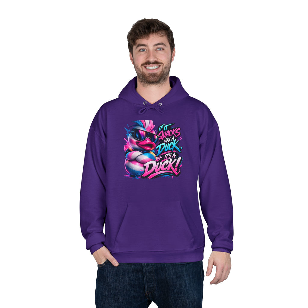 Graphic Hoodie — Retro Neon 'Duck' Skate Style Pullover