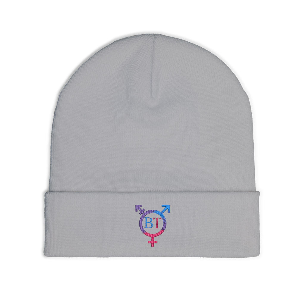 Embroidered Bi Pride Knit Beanie — Transgender Symbol Monogram